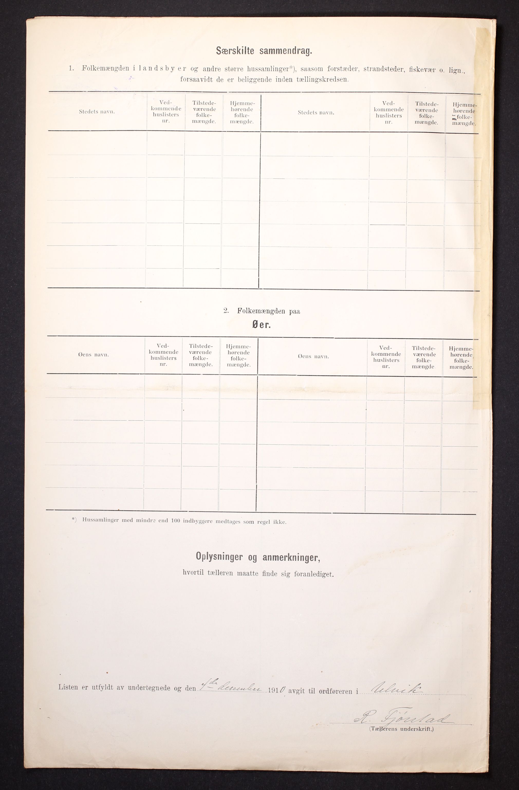 RA, Folketelling 1910 for 1233 Ulvik herred, 1910, s. 9