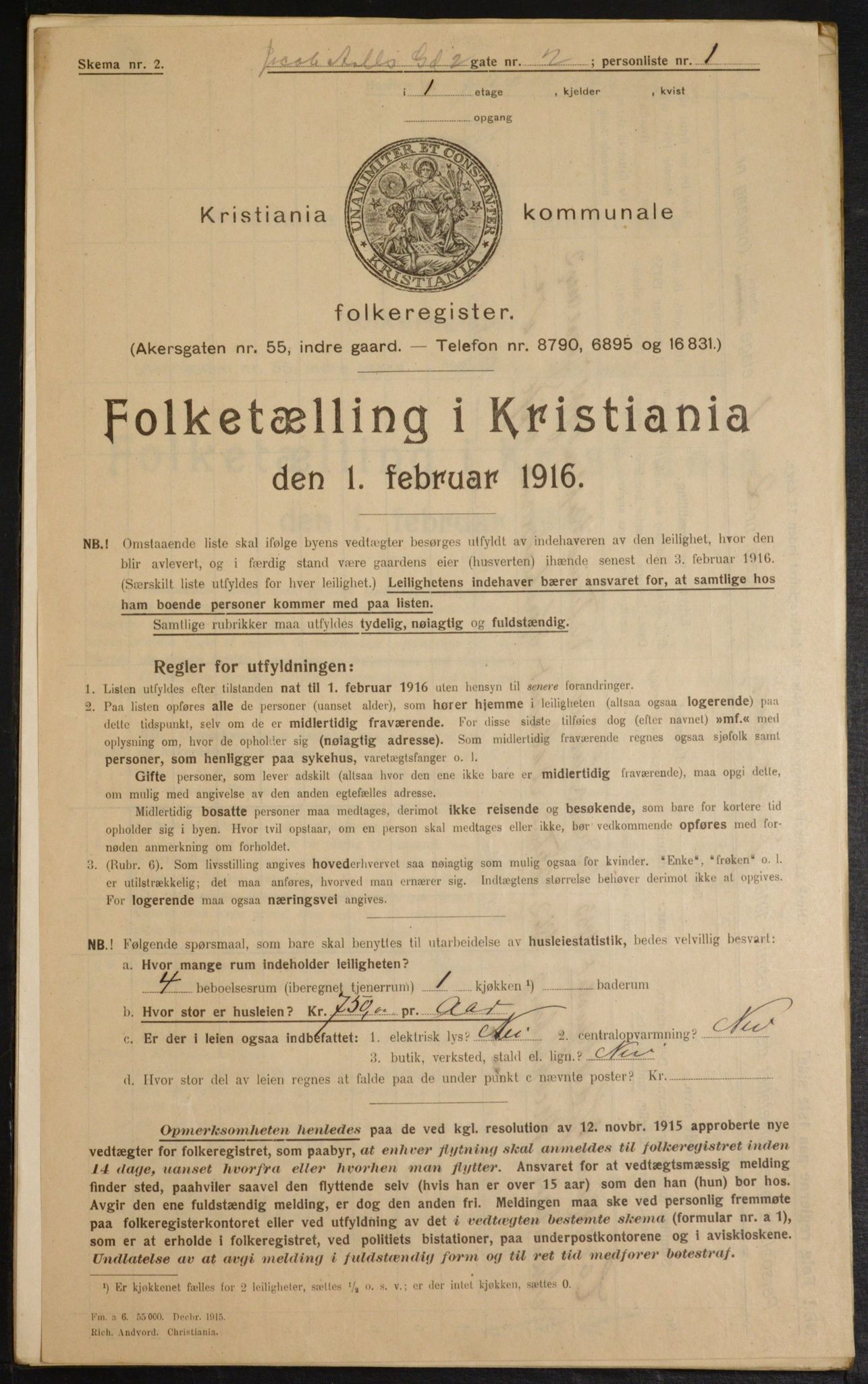 OBA, Kommunal folketelling 1.2.1916 for Kristiania, 1916, s. 45679