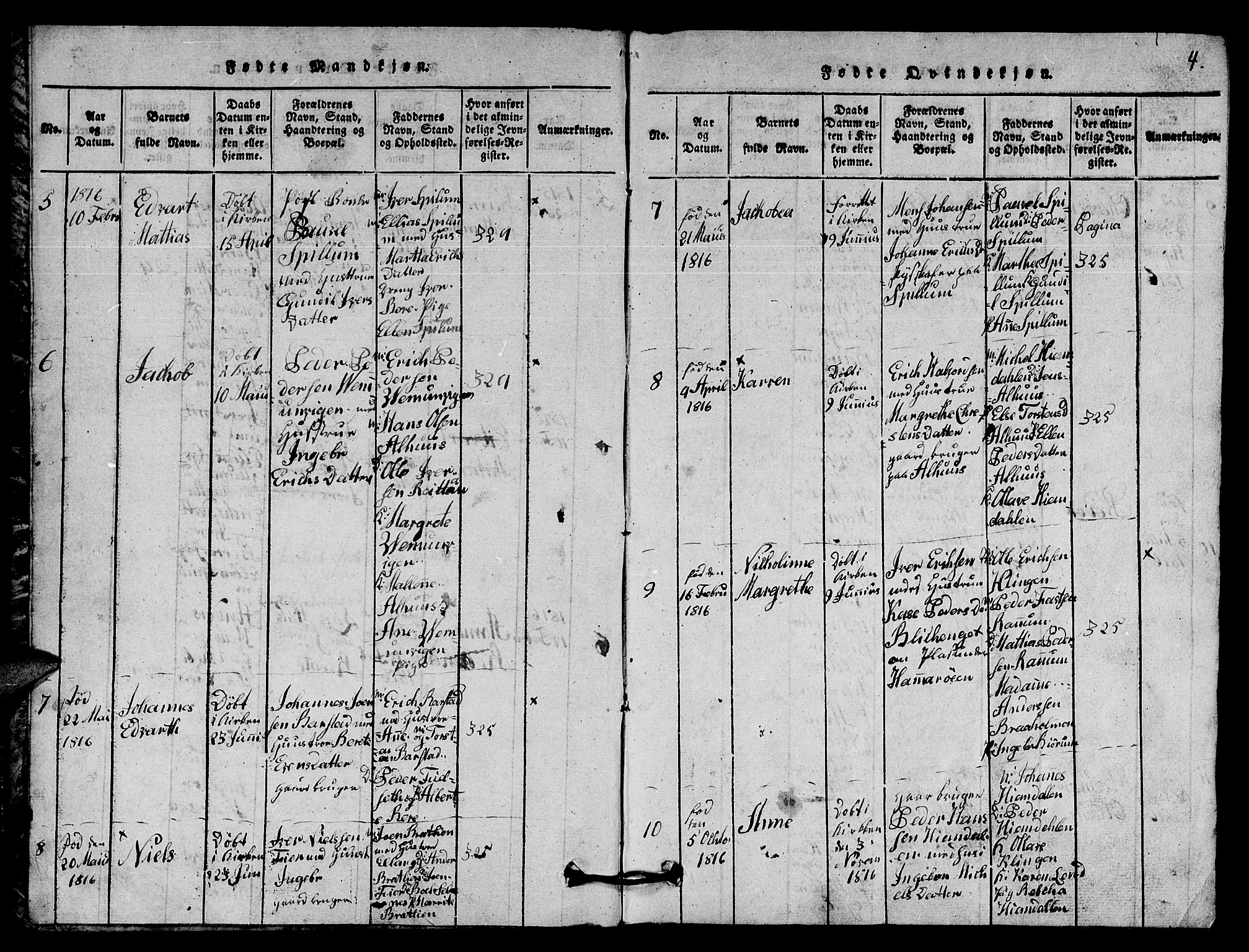 Ministerialprotokoller, klokkerbøker og fødselsregistre - Nord-Trøndelag, SAT/A-1458/770/L0590: Klokkerbok nr. 770C01, 1815-1824, s. 4