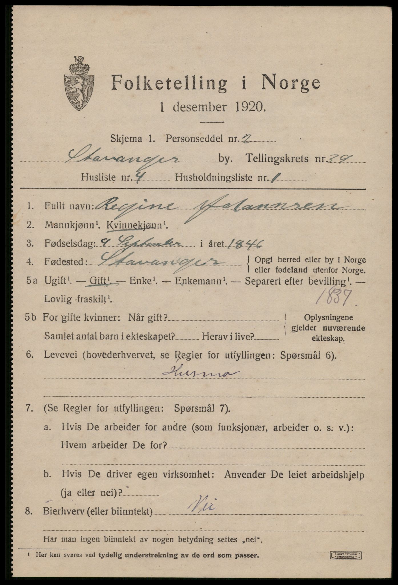 SAST, Folketelling 1920 for 1103 Stavanger kjøpstad, 1920, s. 101078