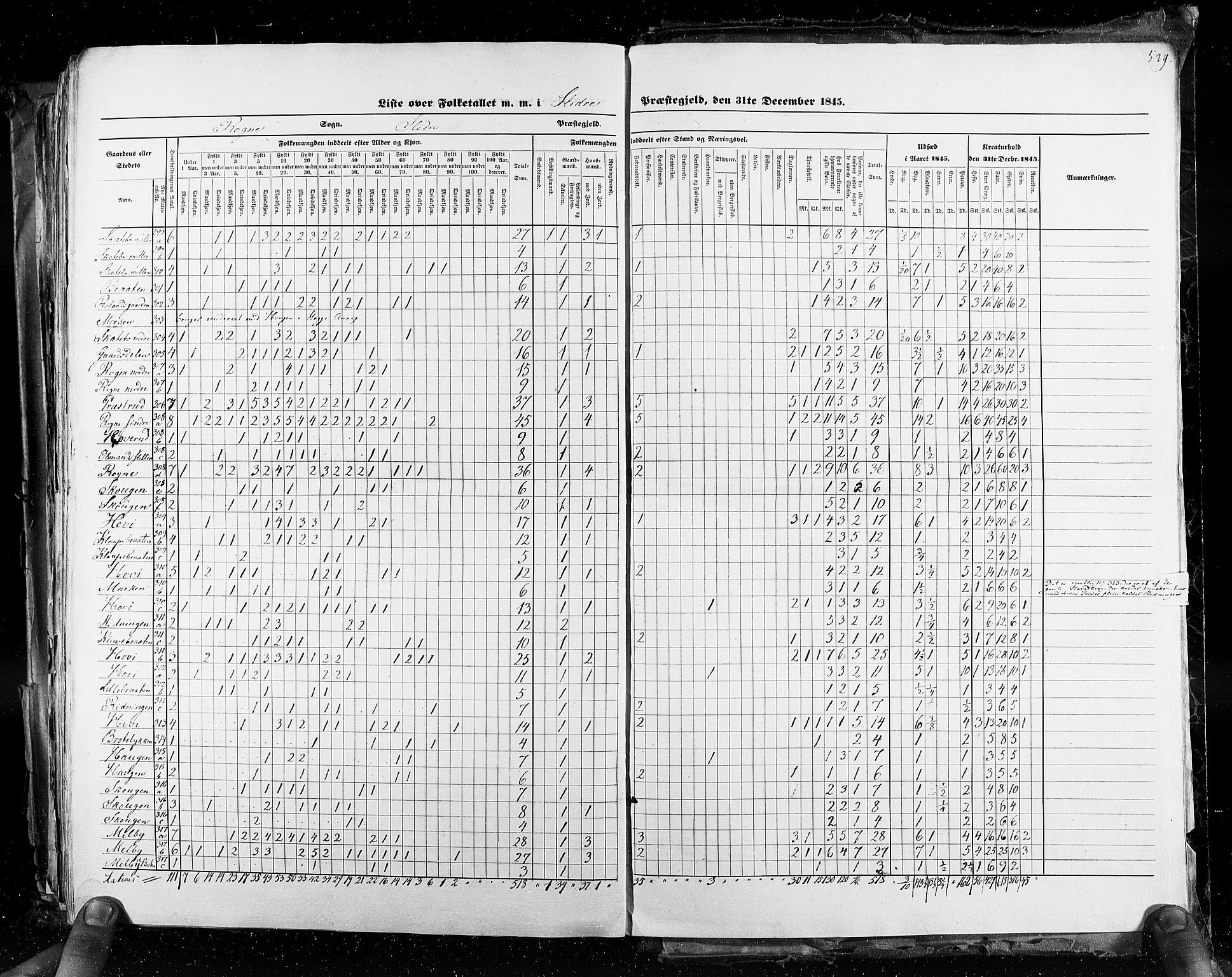 RA, Folketellingen 1845, bind 3: Hedemarken amt og Kristians amt, 1845, s. 529