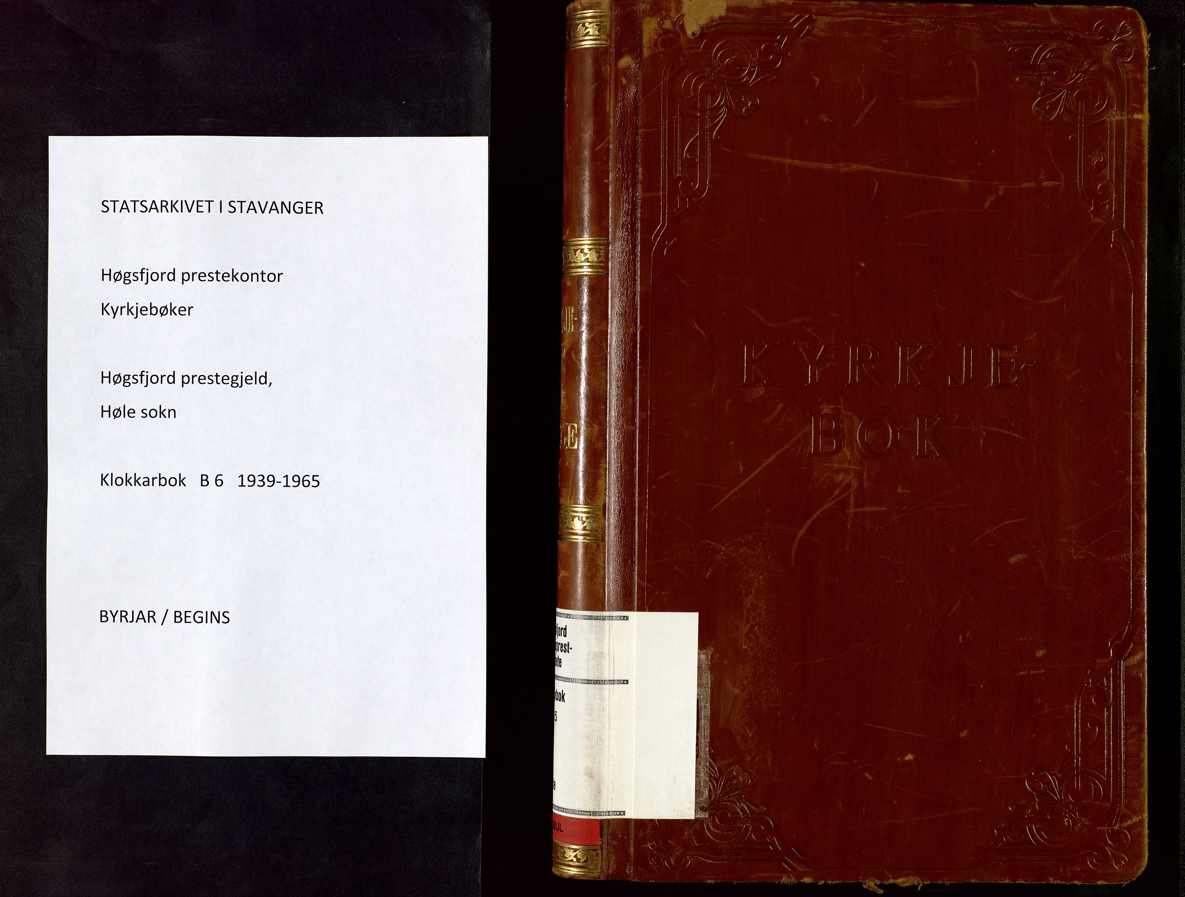 Høgsfjord sokneprestkontor, AV/SAST-A-101624/H/Ha/Hab/L0006: Klokkerbok nr. B 6, 1939-1965