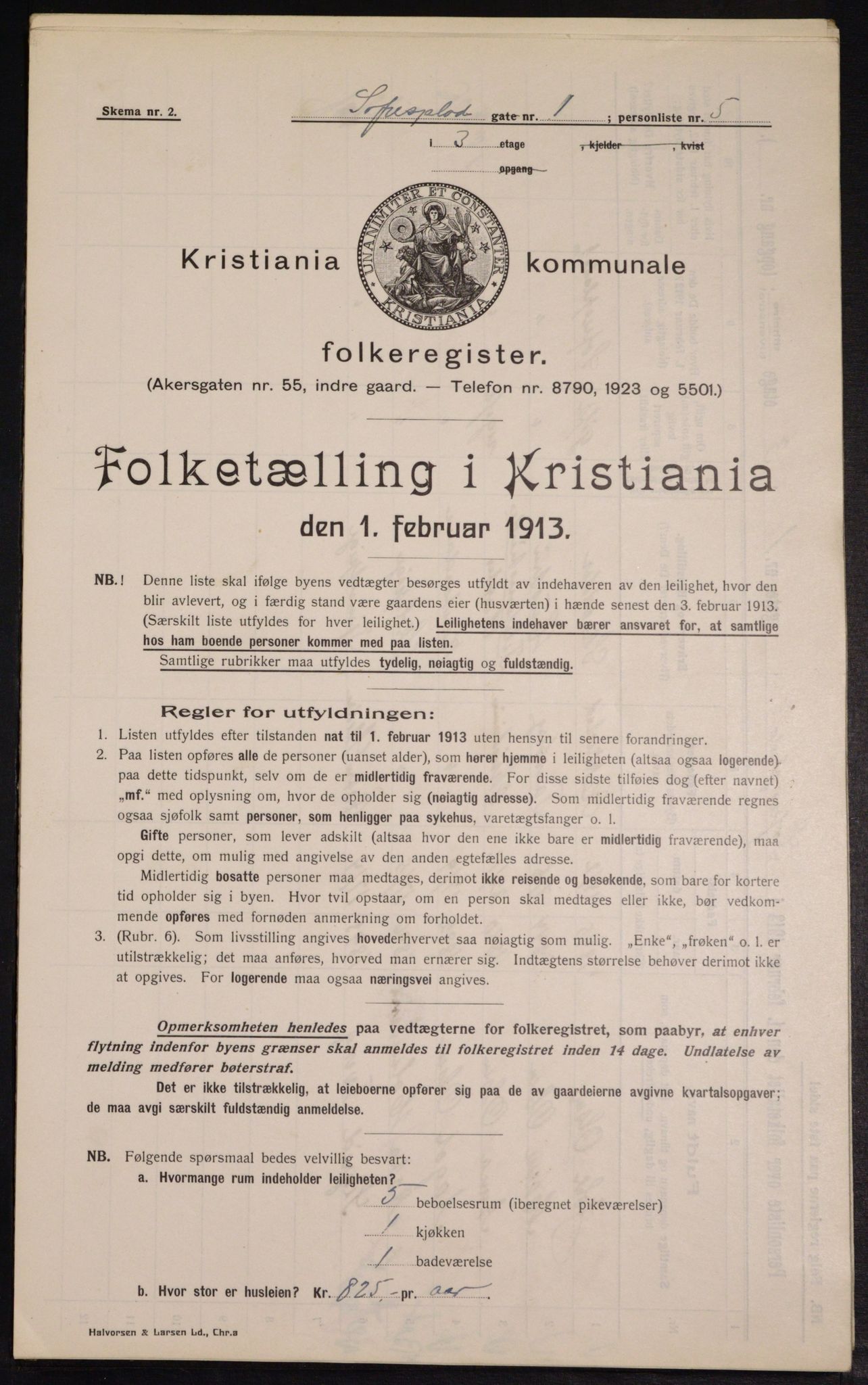 OBA, Kommunal folketelling 1.2.1913 for Kristiania, 1913, s. 99366