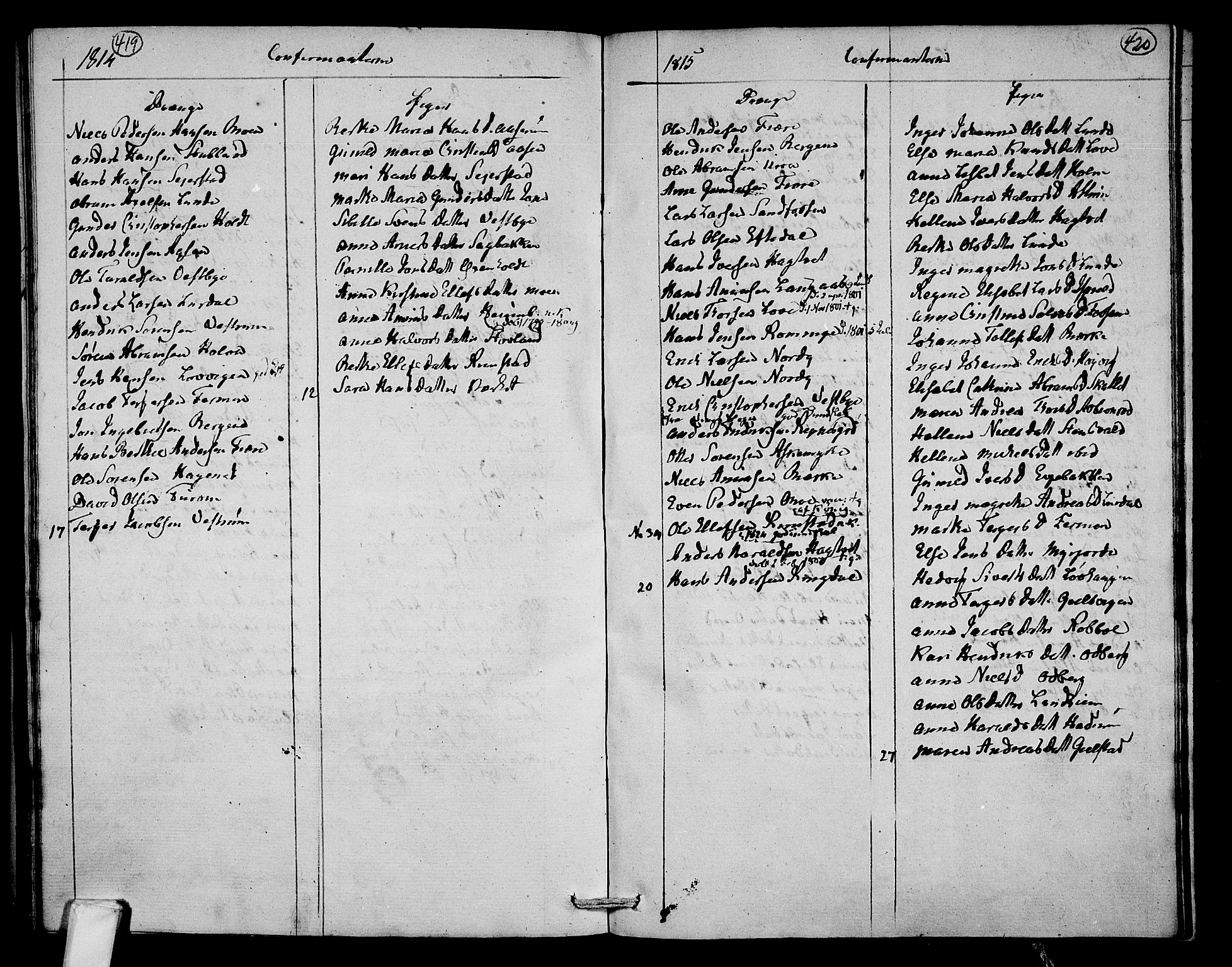Hedrum kirkebøker, SAKO/A-344/F/Fa/L0003: Ministerialbok nr. I 3, 1807-1816, s. 419-420