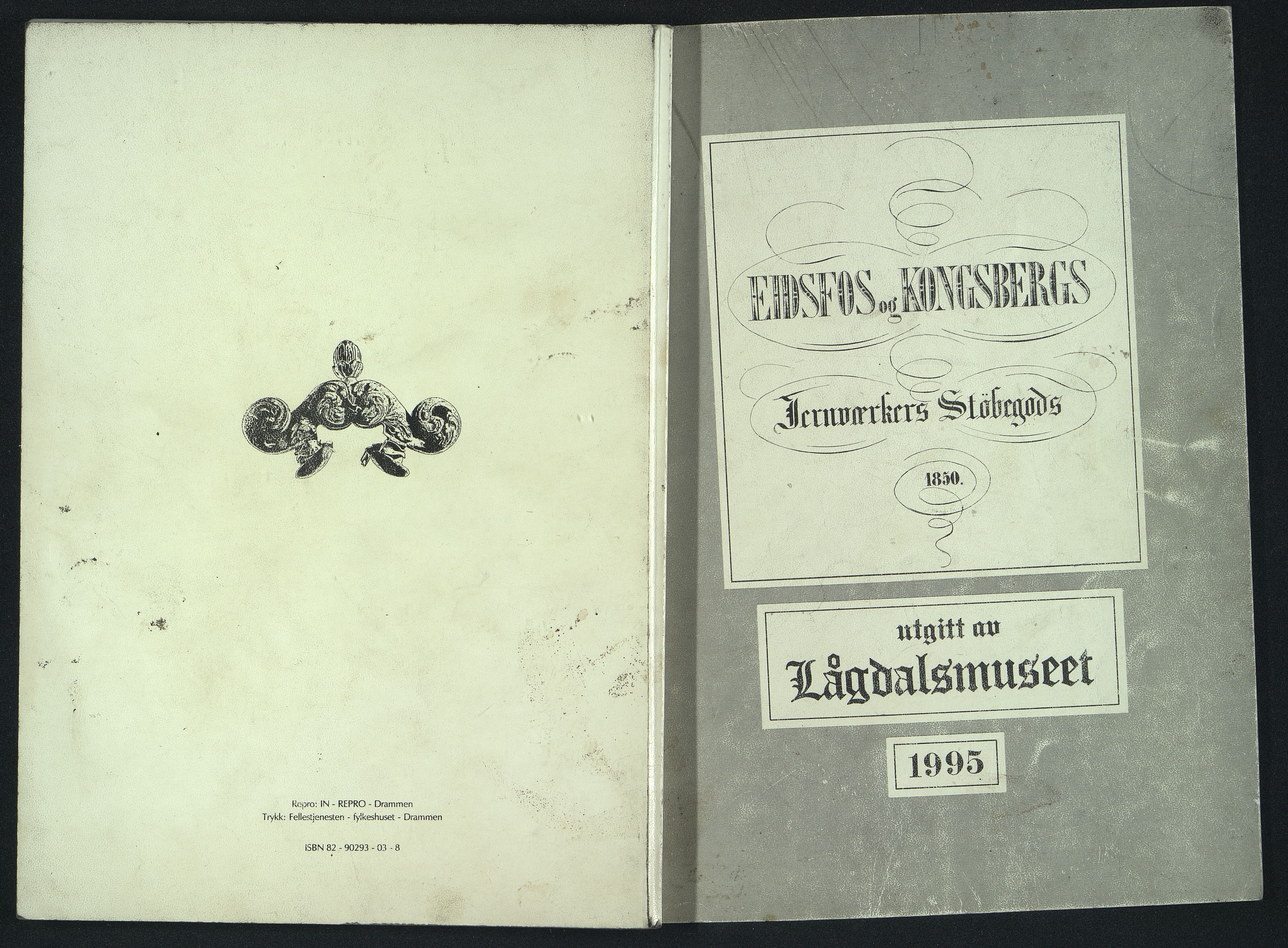 Næs Jernverksmuseets samling av historiske ovnskataloger, NESJ/NJM-006/01/L0052: Eidsfos & Kongsbergs Jernværkers Støbegods, 1850, utgitt av Lågdalsmuseet; Kongsberg 1995, 1850