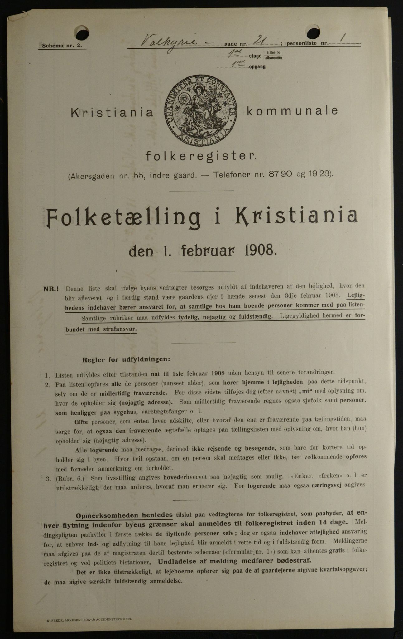 OBA, Kommunal folketelling 1.2.1908 for Kristiania kjøpstad, 1908, s. 109382