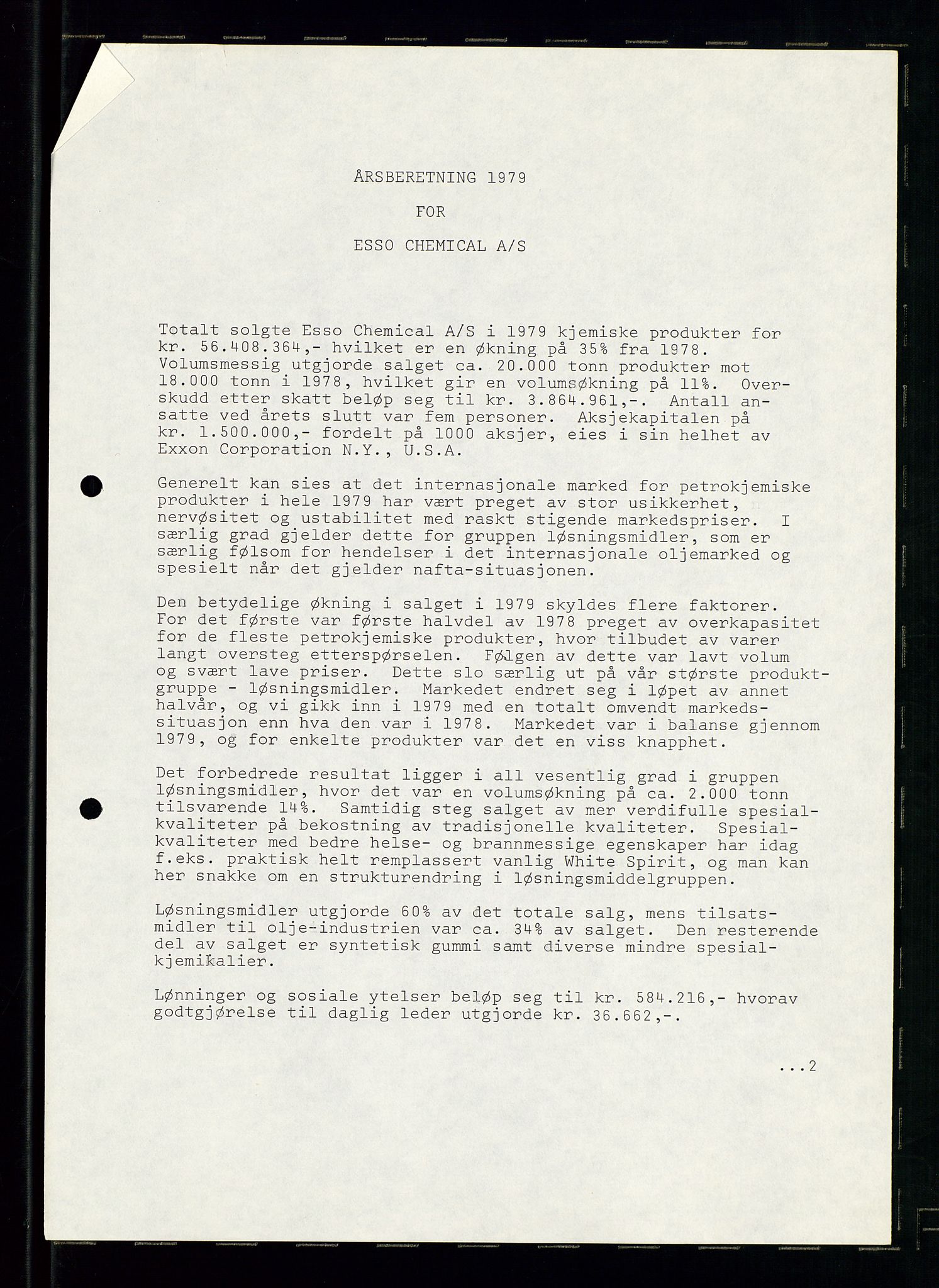 PA 1538 - Exxon Chemical Norge A/S, AV/SAST-A-101958/A/Aa/L0001/0003: Generalforsamlinger og styreprotokoller / Generalforsamlinger, 1980-1982