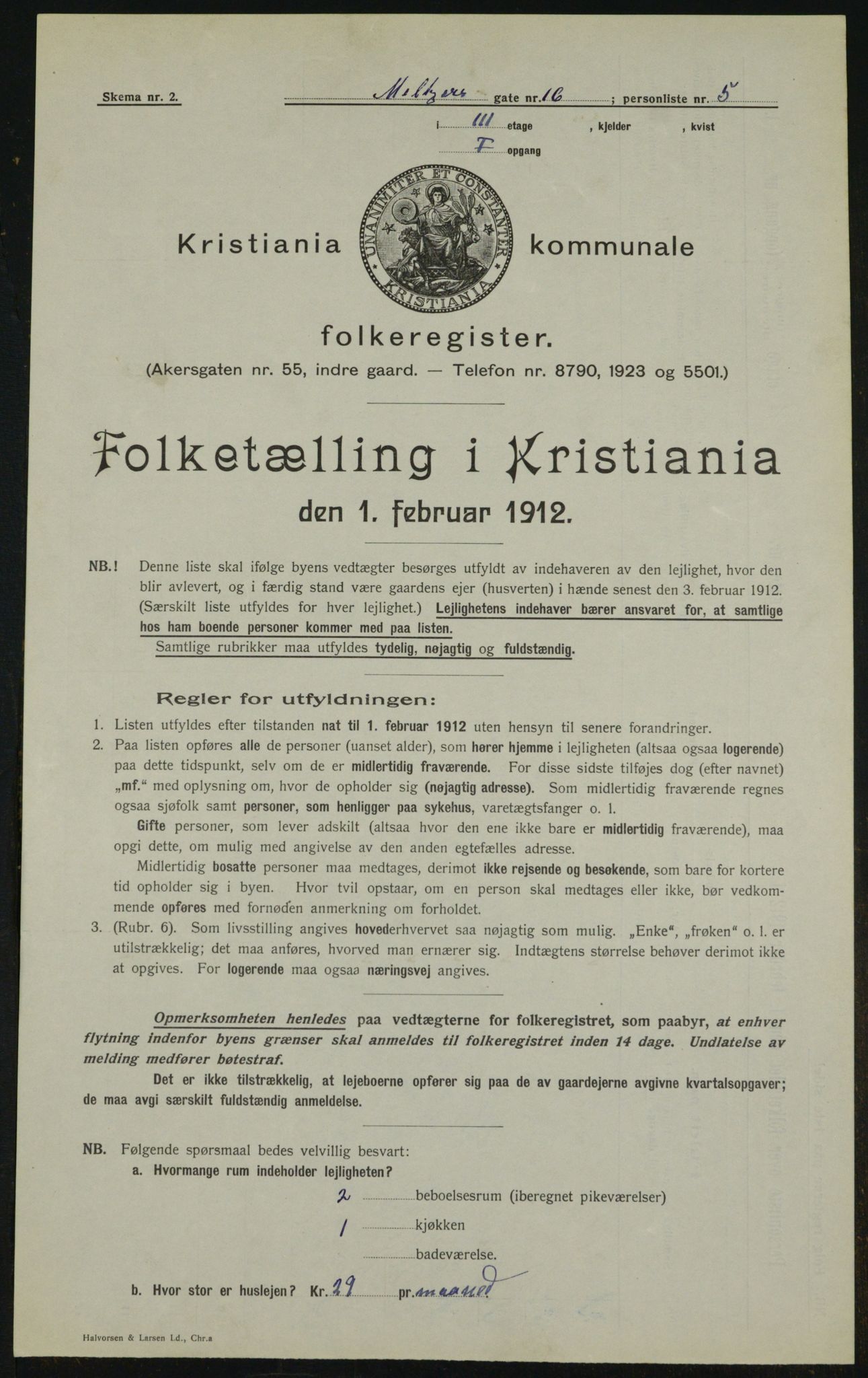 OBA, Kommunal folketelling 1.2.1912 for Kristiania, 1912, s. 65809