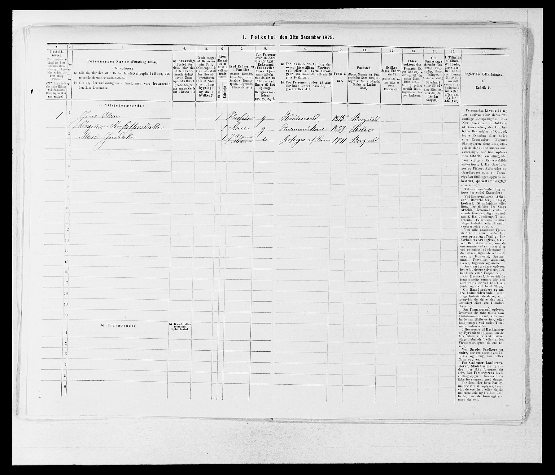 SAB, Folketelling 1875 for 1422P Lærdal prestegjeld, 1875, s. 896