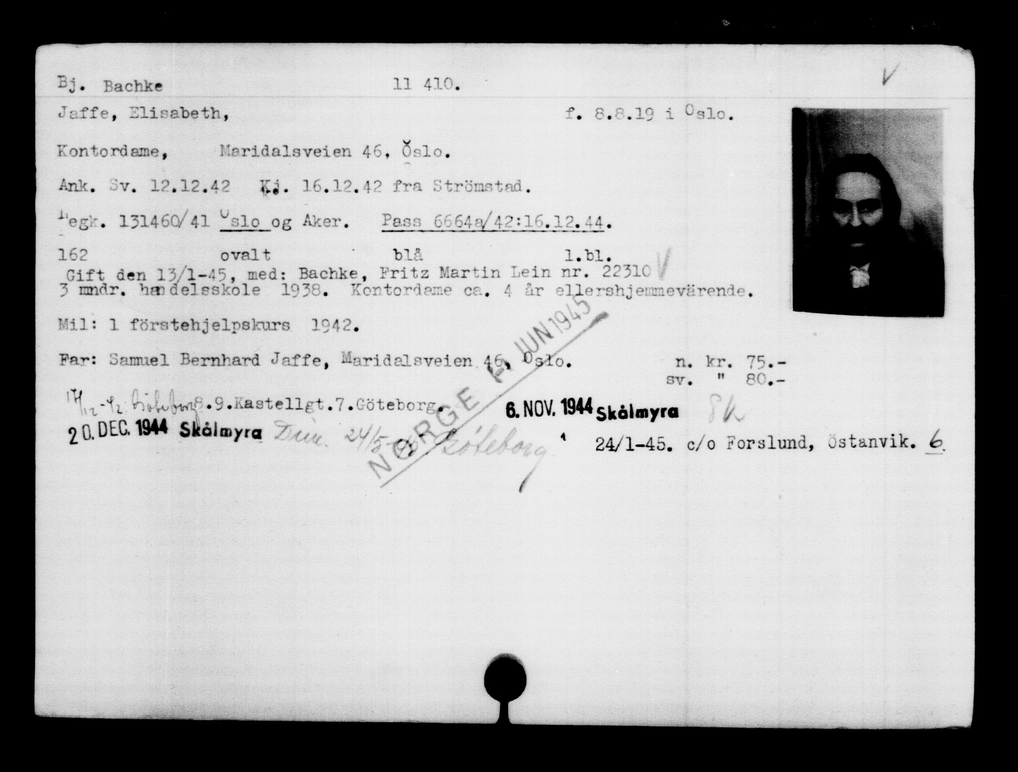 Utenriksstasjonene, Legasjonen i Stockholm, Flyktningkontoret, AV/RA-S-6753/V/Va/L0006: Kjesäterkartoteket, flyktninger med registreringsnr. 9400-12711, 1940-1945, s. 2268