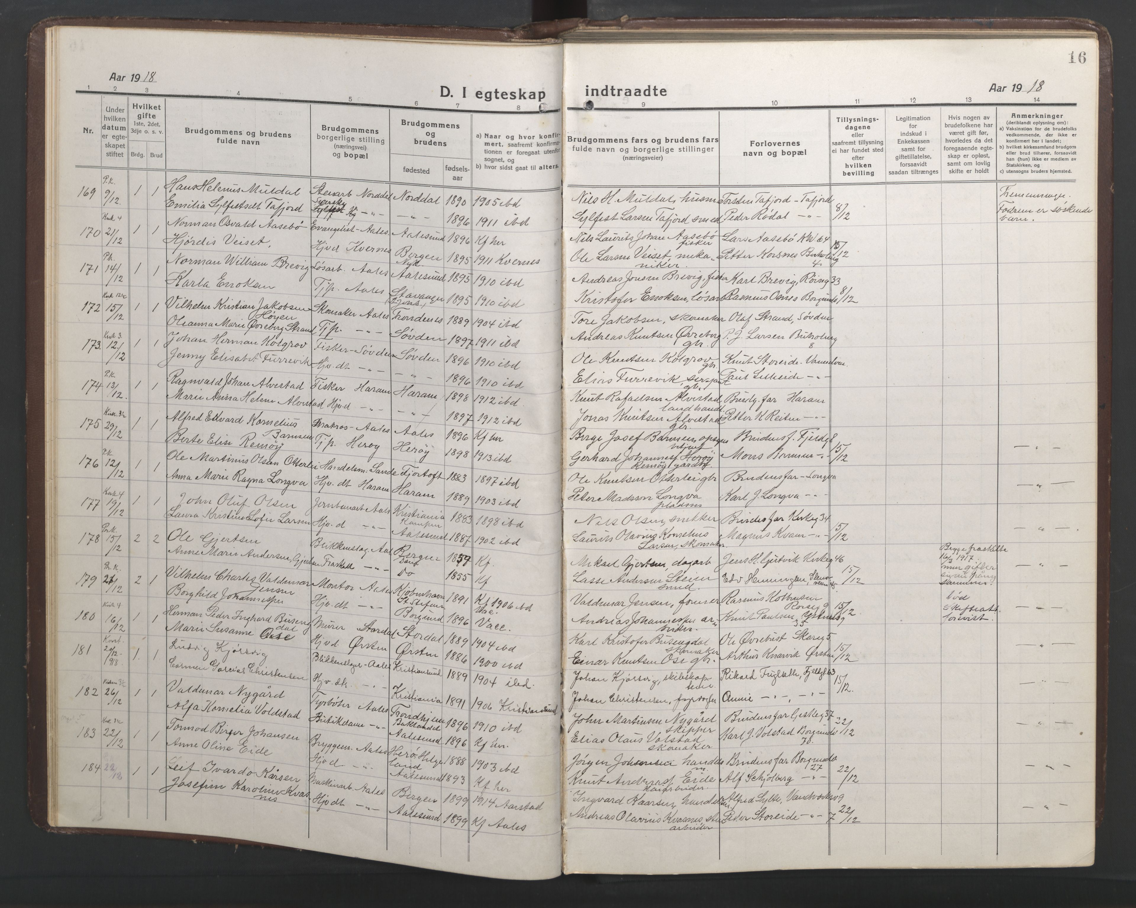 Ministerialprotokoller, klokkerbøker og fødselsregistre - Møre og Romsdal, AV/SAT-A-1454/529/L0473: Klokkerbok nr. 529C10, 1918-1941, s. 16