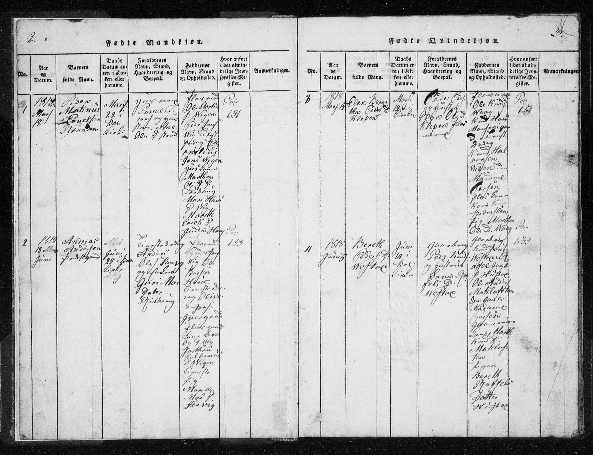 Ministerialprotokoller, klokkerbøker og fødselsregistre - Møre og Romsdal, AV/SAT-A-1454/566/L0772: Klokkerbok nr. 566C01, 1818-1845, s. 2-3