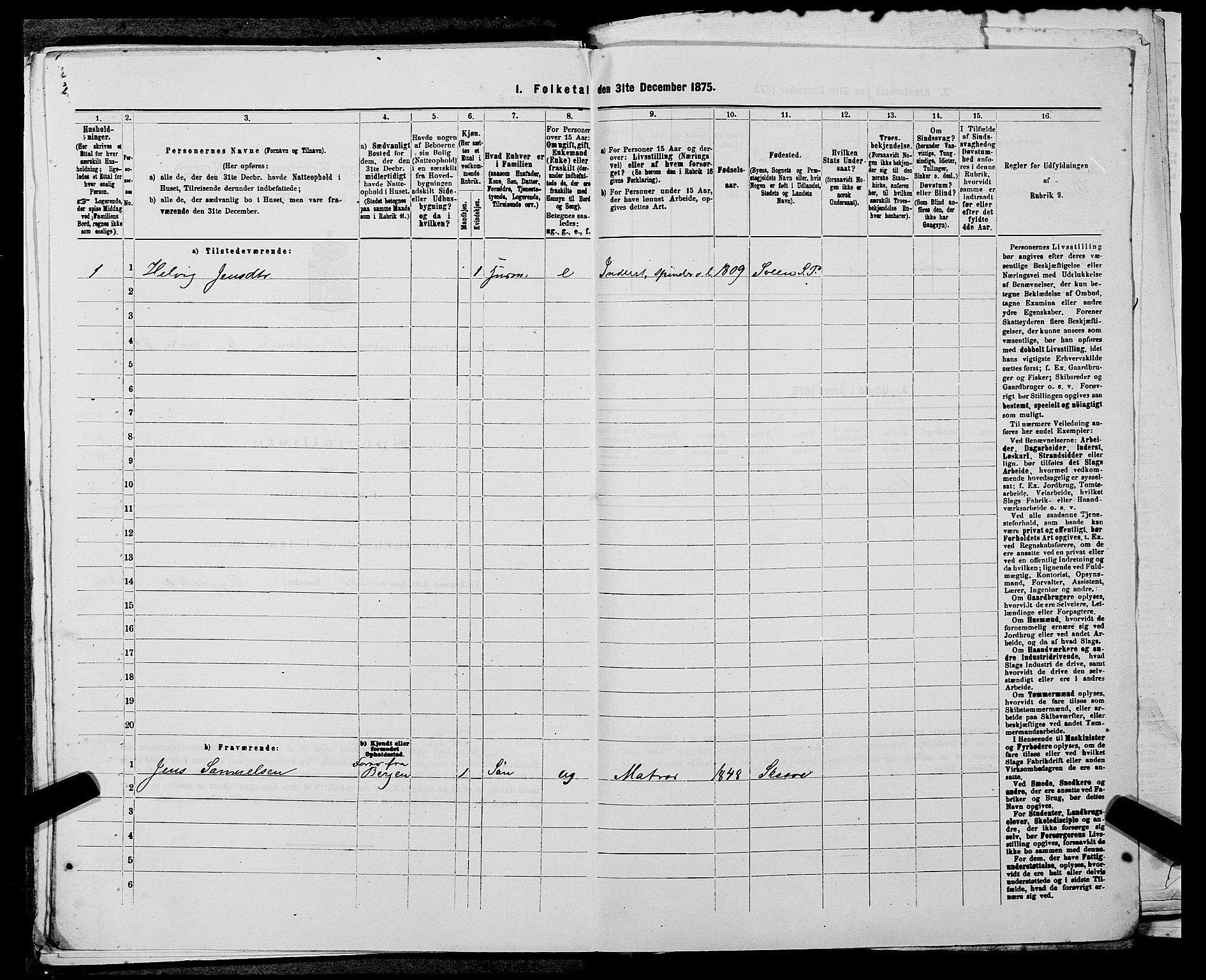 SAST, Folketelling 1875 for 1152L Torvastad prestegjeld, Torvastad sokn, Skåre sokn og Utsira sokn, 1875, s. 894