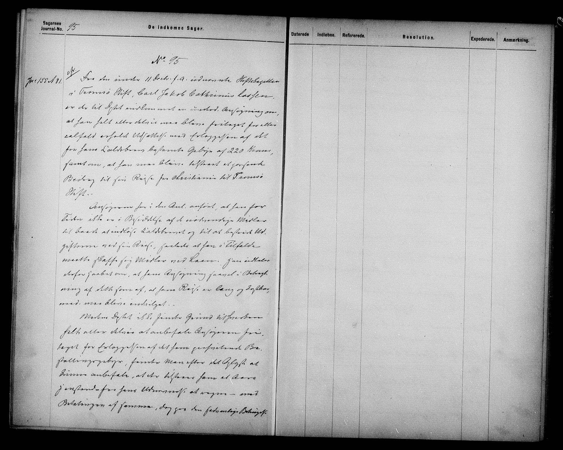 Kirke- og undervisningsdepartementet, Kontoret  for kirke og geistlighet A, AV/RA-S-1007/A/Aa/L0211: Referatprotokoll bd. 2. Ref.nr. 92-191, 1881