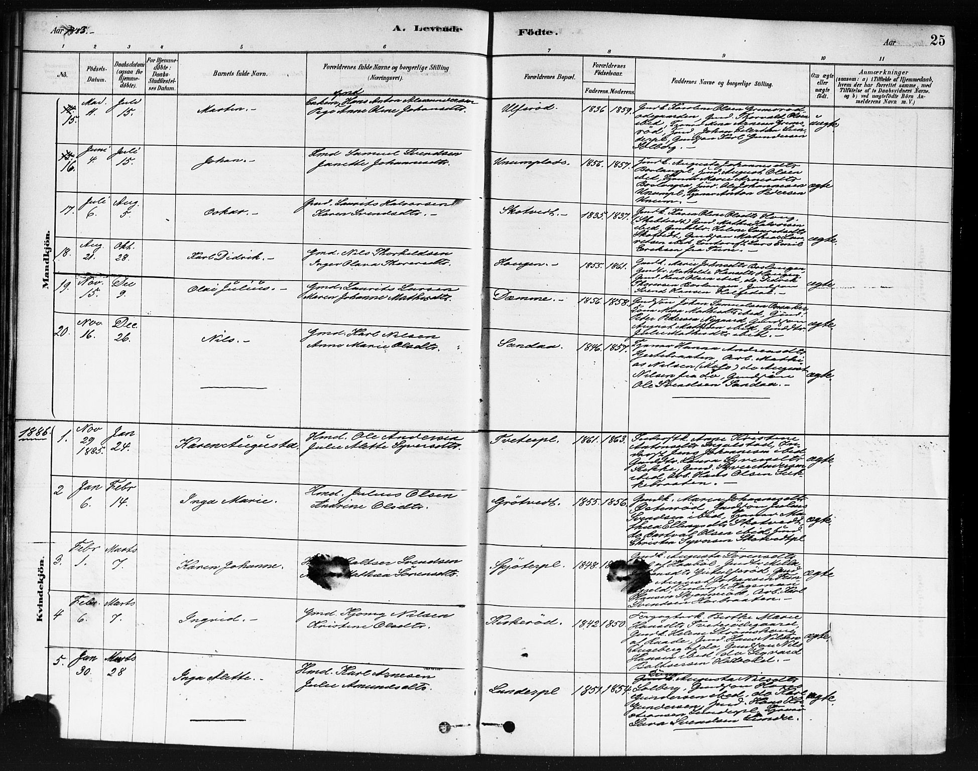 Våler prestekontor Kirkebøker, AV/SAO-A-11083/F/Fb/L0001: Ministerialbok nr. II 1, 1878-1896, s. 25