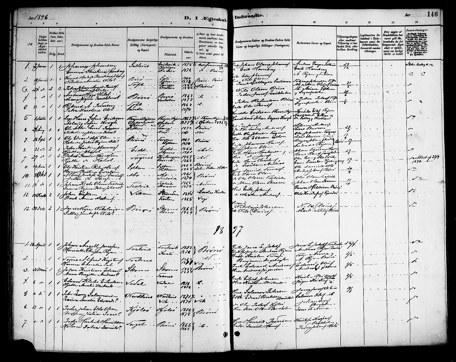 Ministerialprotokoller, klokkerbøker og fødselsregistre - Nordland, AV/SAT-A-1459/813/L0213: Klokkerbok nr. 813C05, 1887-1903, s. 146