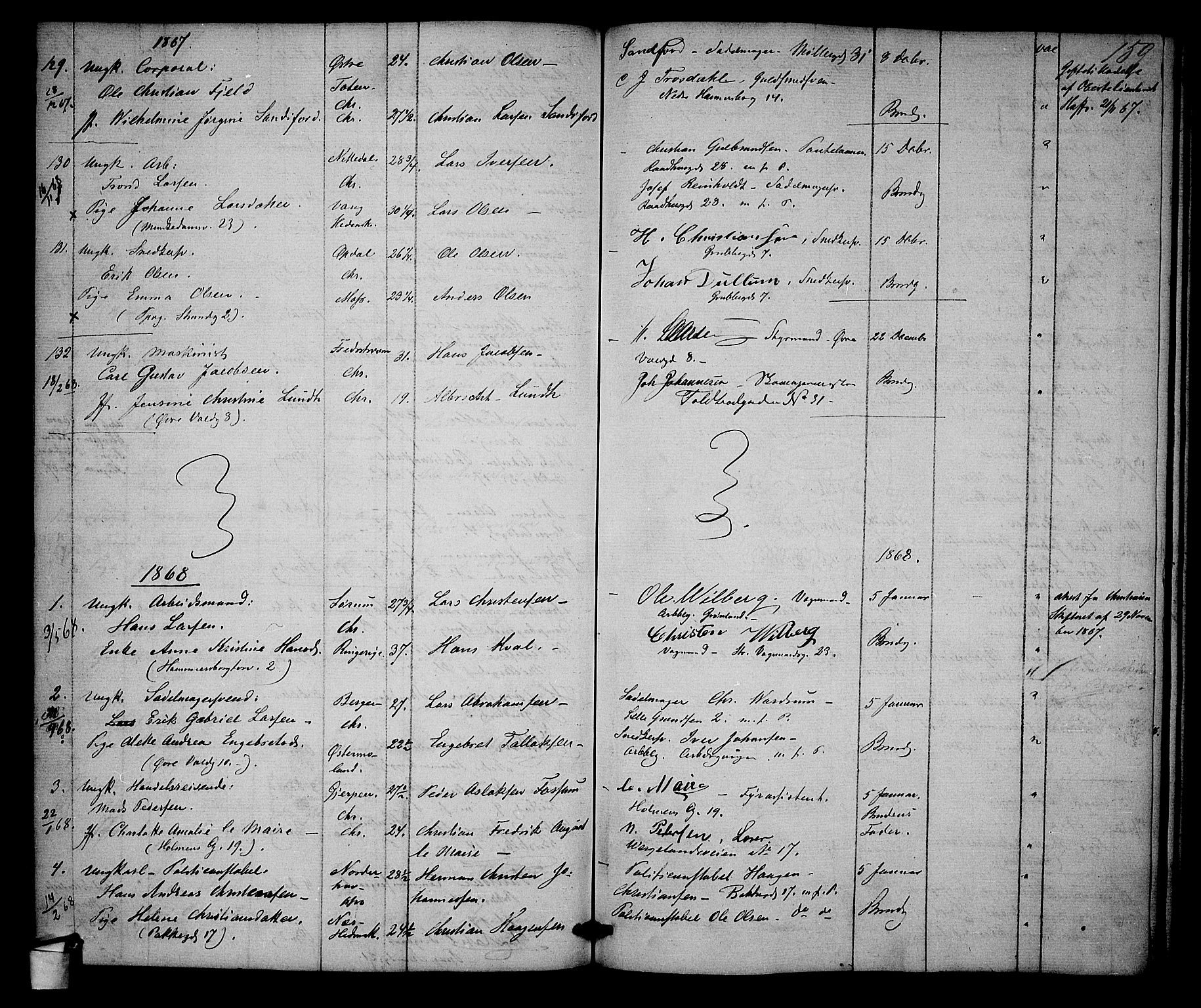 Trefoldighet prestekontor Kirkebøker, AV/SAO-A-10882/H/Ha/L0001: Lysningsprotokoll nr. 1, 1858-1870, s. 159