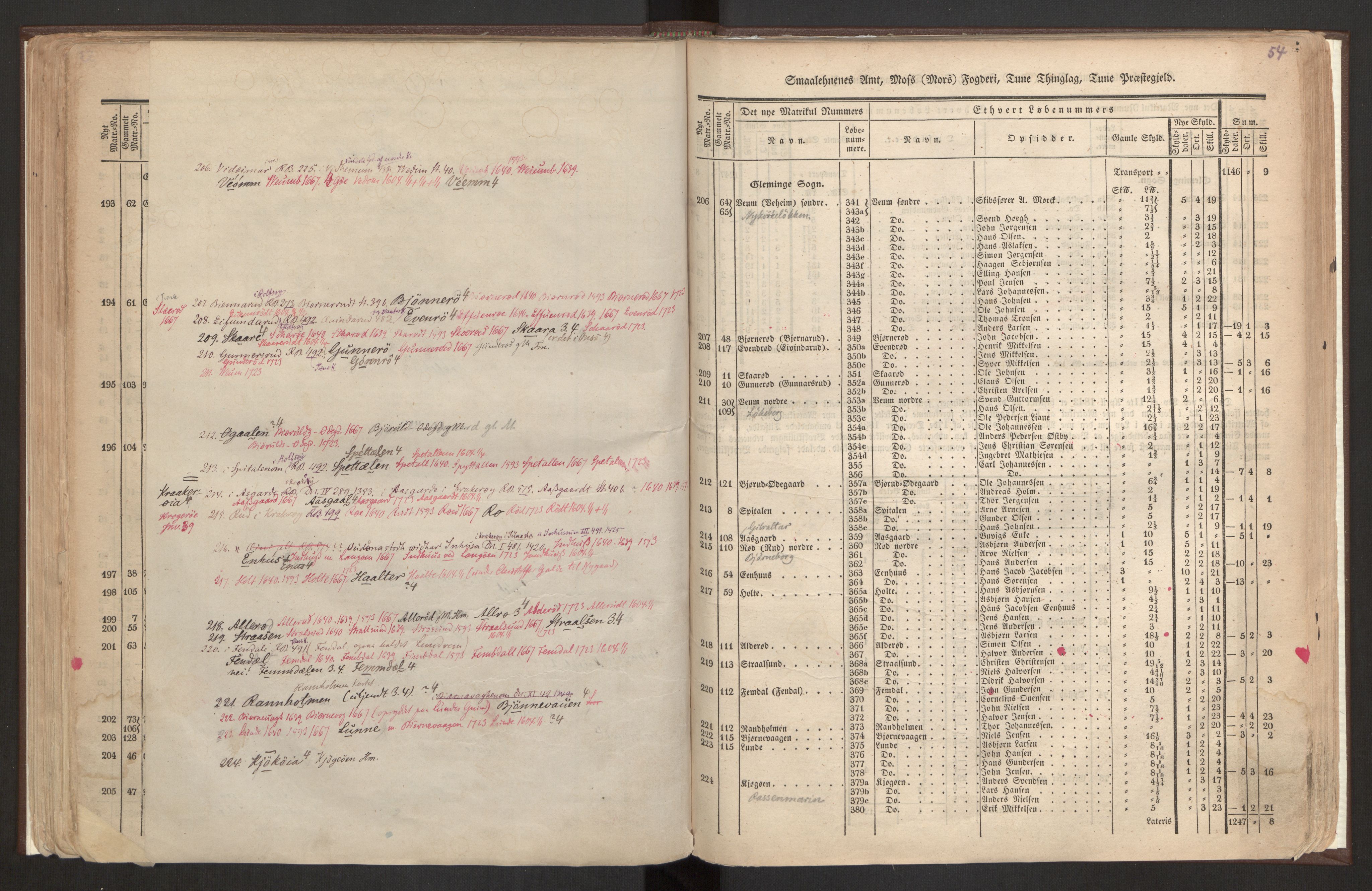 Rygh, AV/RA-PA-0034/F/Fb/L0001: Matrikkelen for 1838 - Smaalenes amt (Østfold fylke), 1838, s. 54b