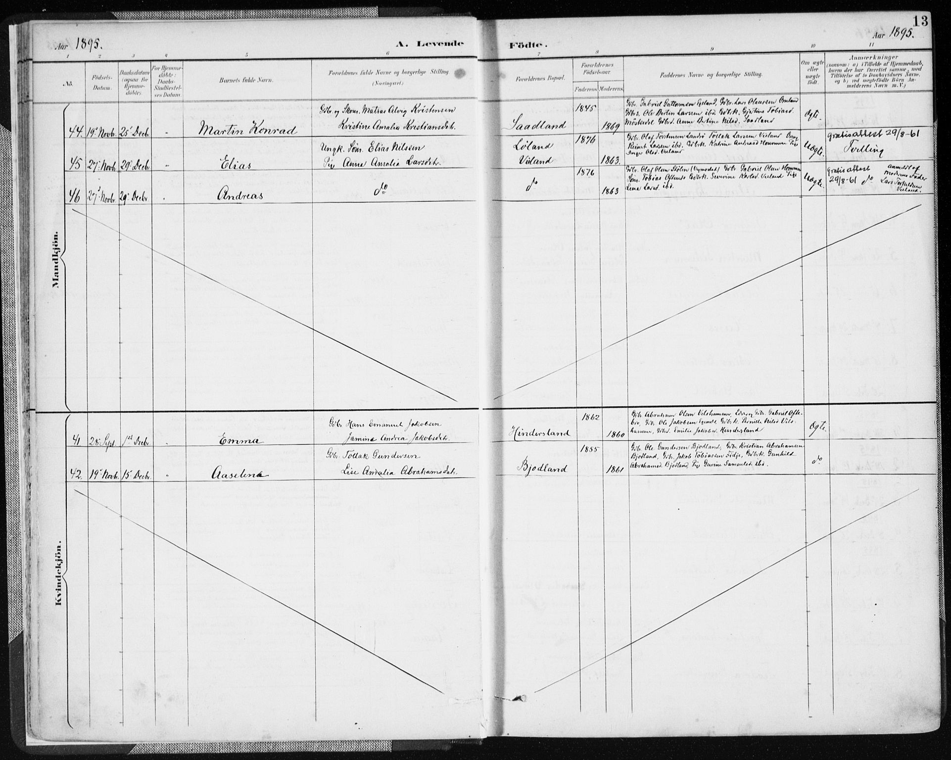 Lyngdal sokneprestkontor, AV/SAK-1111-0029/F/Fa/Fac/L0012: Ministerialbok nr. A 12, 1894-1918, s. 13