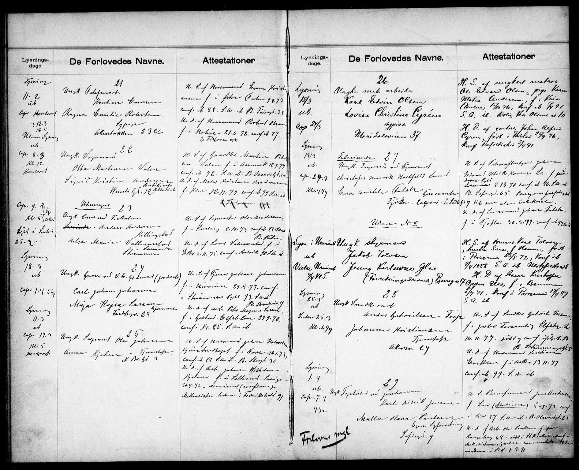 Gamle Aker prestekontor Kirkebøker, AV/SAO-A-10617a/H/L0002: Lysningsprotokoll nr. 2, 1890-1900