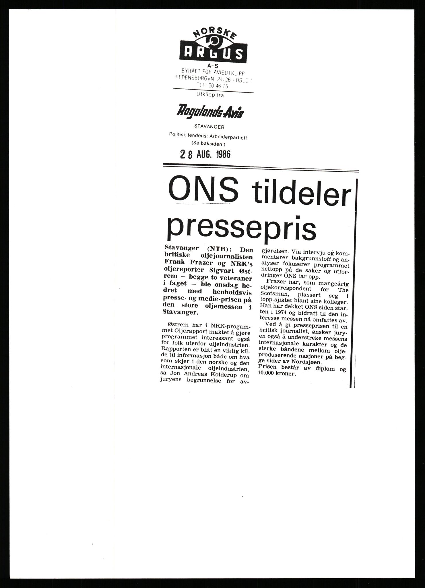 Pa 1716 - Stiftelsen Offshore Northern Seas, AV/SAST-A-102319/F/Fa/L0003: ONS 84 og ONS 86, 1984-1986, s. 1022