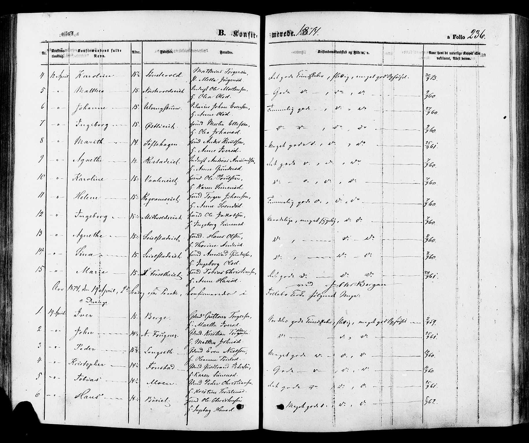 Gausdal prestekontor, SAH/PREST-090/H/Ha/Haa/L0010: Ministerialbok nr. 10, 1867-1886, s. 236