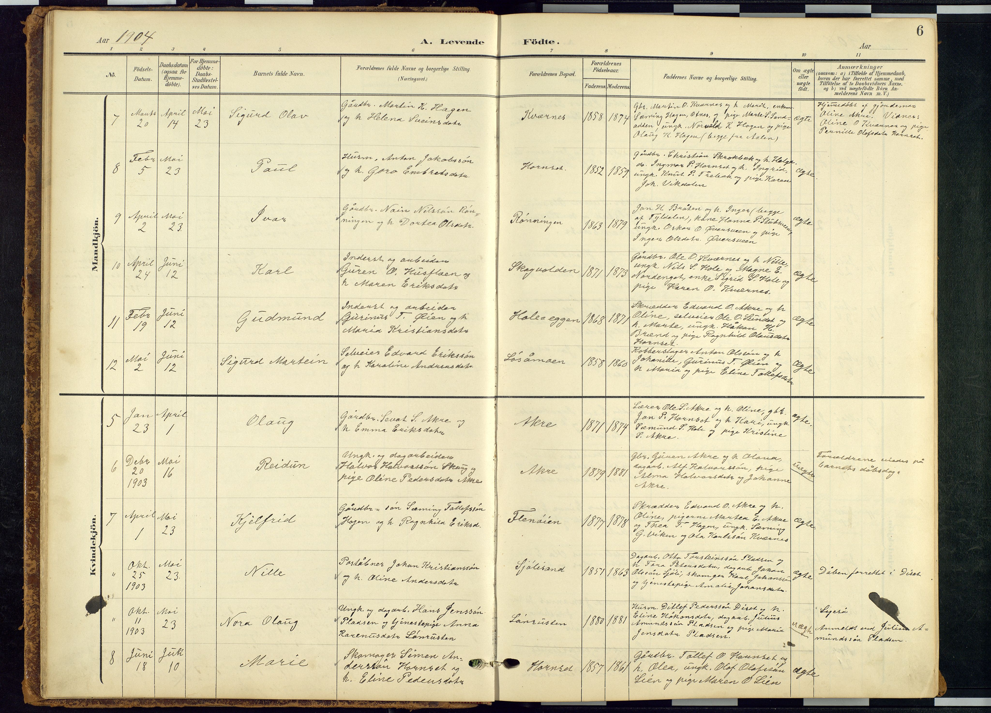 Rendalen prestekontor, AV/SAH-PREST-054/H/Ha/Hab/L0010: Klokkerbok nr. 10, 1903-1940, s. 6