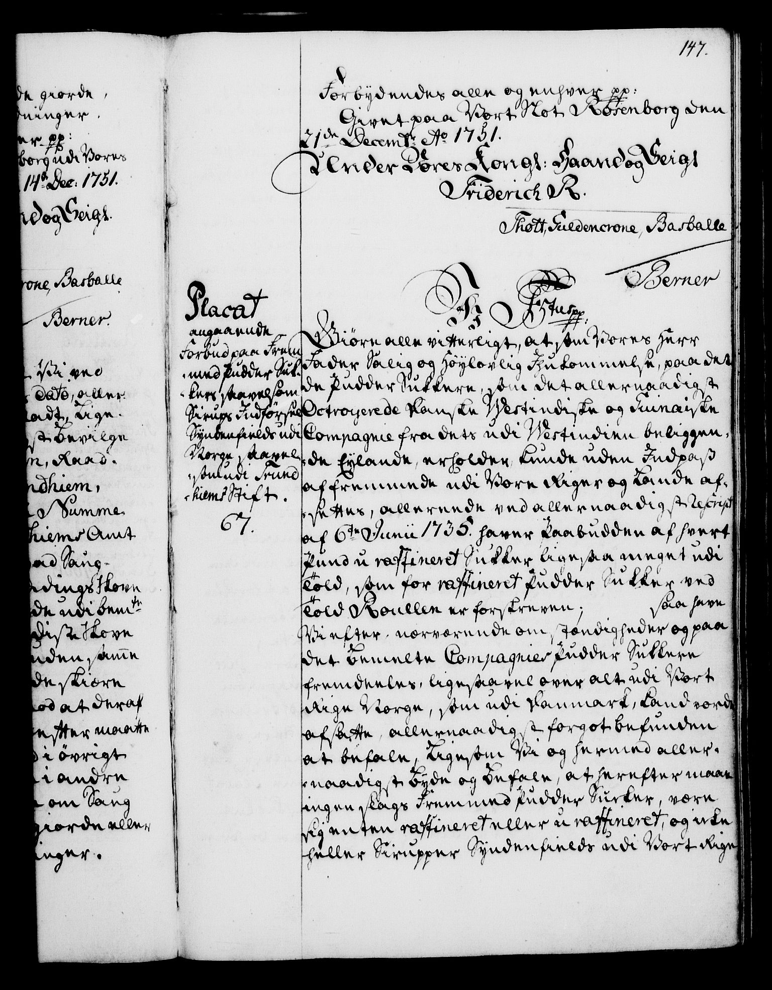 Rentekammeret, Kammerkanselliet, AV/RA-EA-3111/G/Gg/Gga/L0006: Norsk ekspedisjonsprotokoll med register (merket RK 53.6), 1749-1759, s. 147