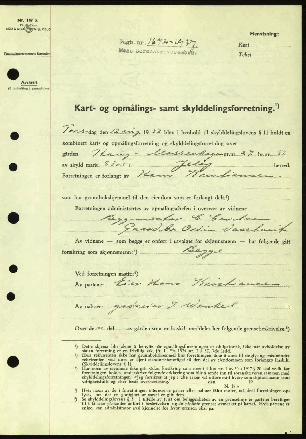 Moss sorenskriveri, SAO/A-10168: Pantebok nr. A3, 1937-1938, Dagboknr: 1694/1937
