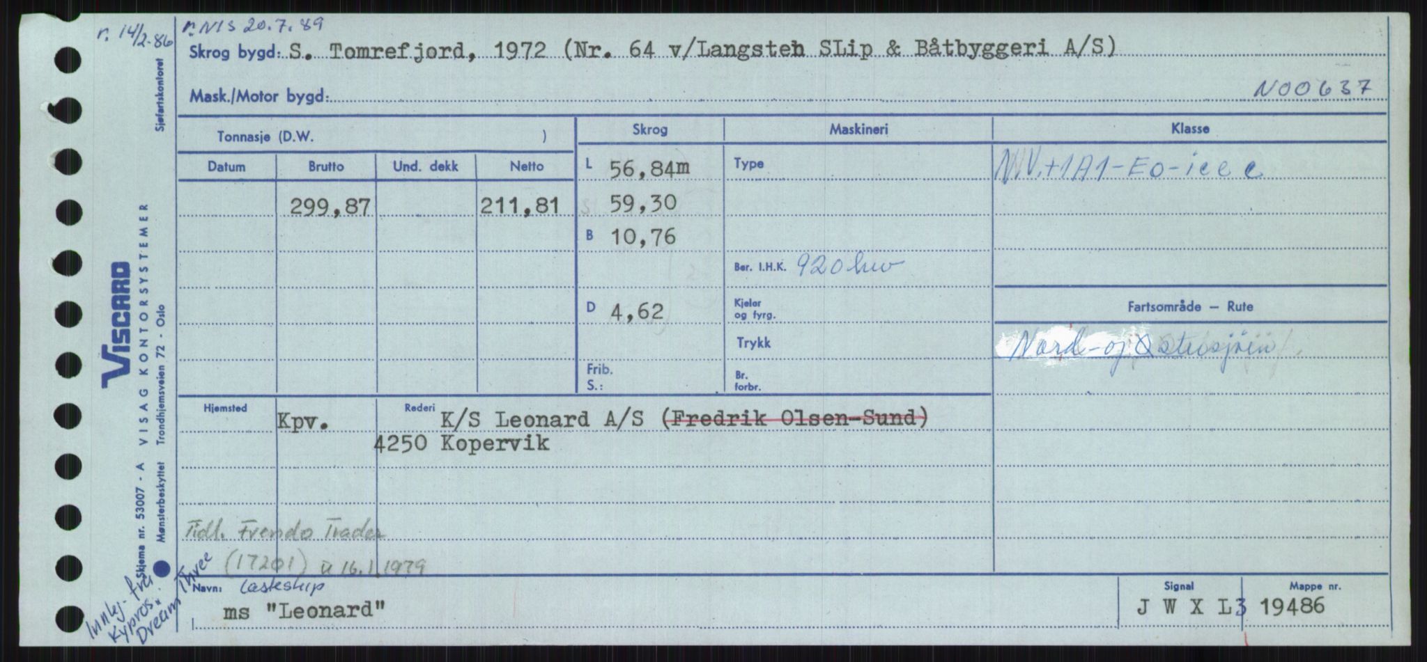 Sjøfartsdirektoratet med forløpere, Skipsmålingen, RA/S-1627/H/Ha/L0003/0002: Fartøy, Hilm-Mar / Fartøy, Kom-Mar, s. 409