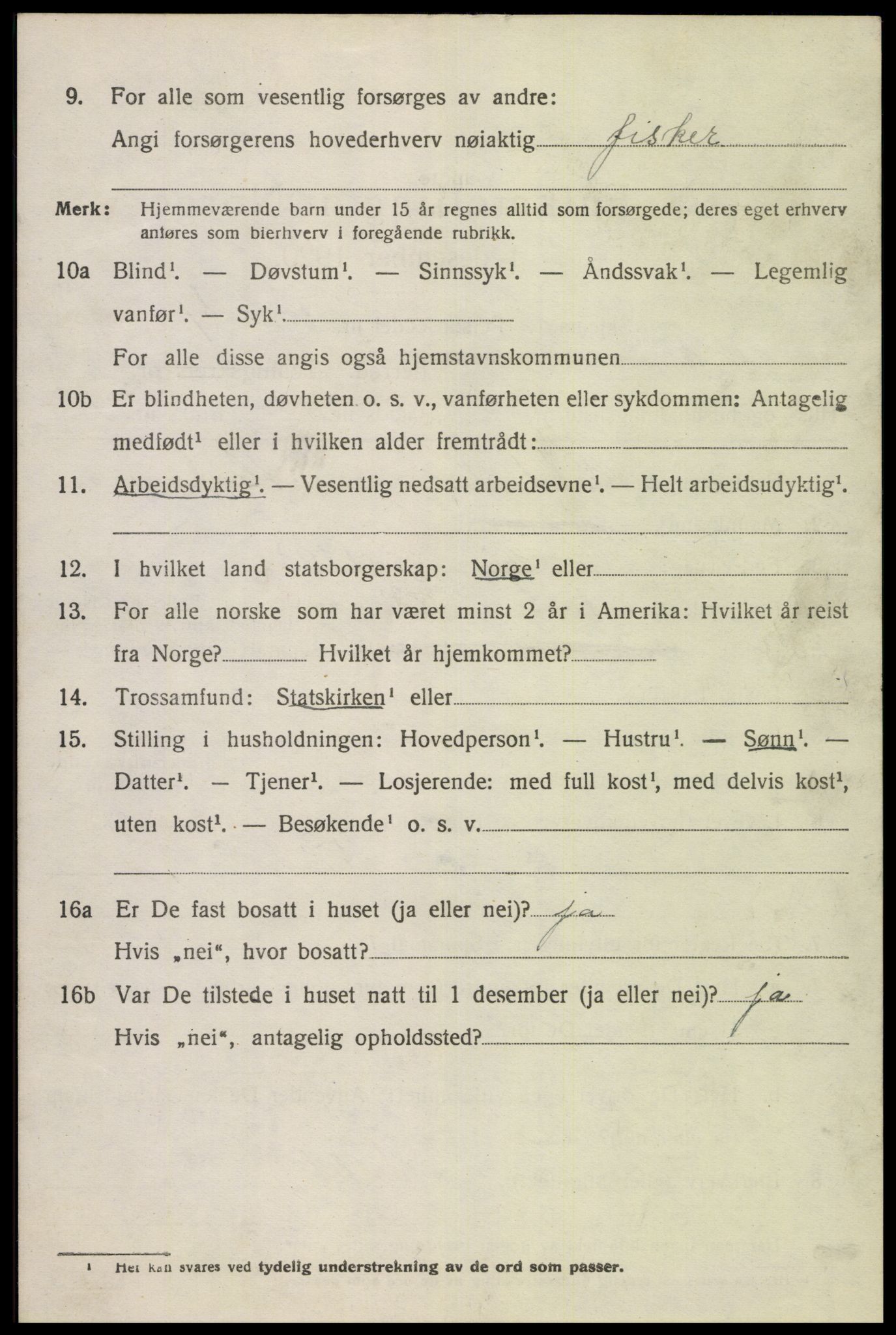 SAK, Folketelling 1920 for 1042 Hidra herred, 1920, s. 1161