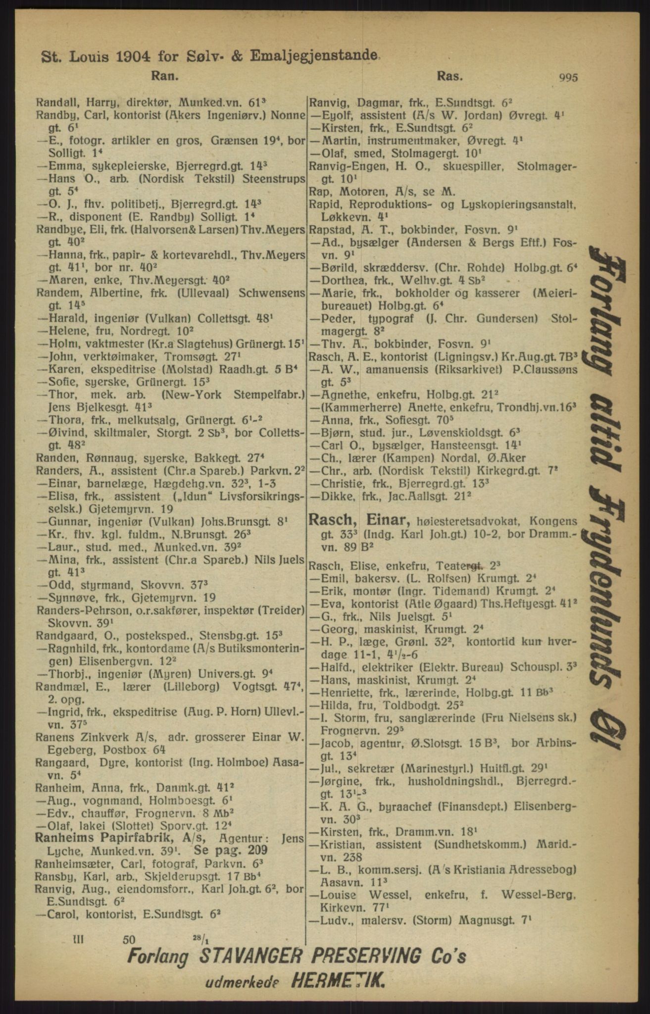 Kristiania/Oslo adressebok, PUBL/-, 1915, s. 995