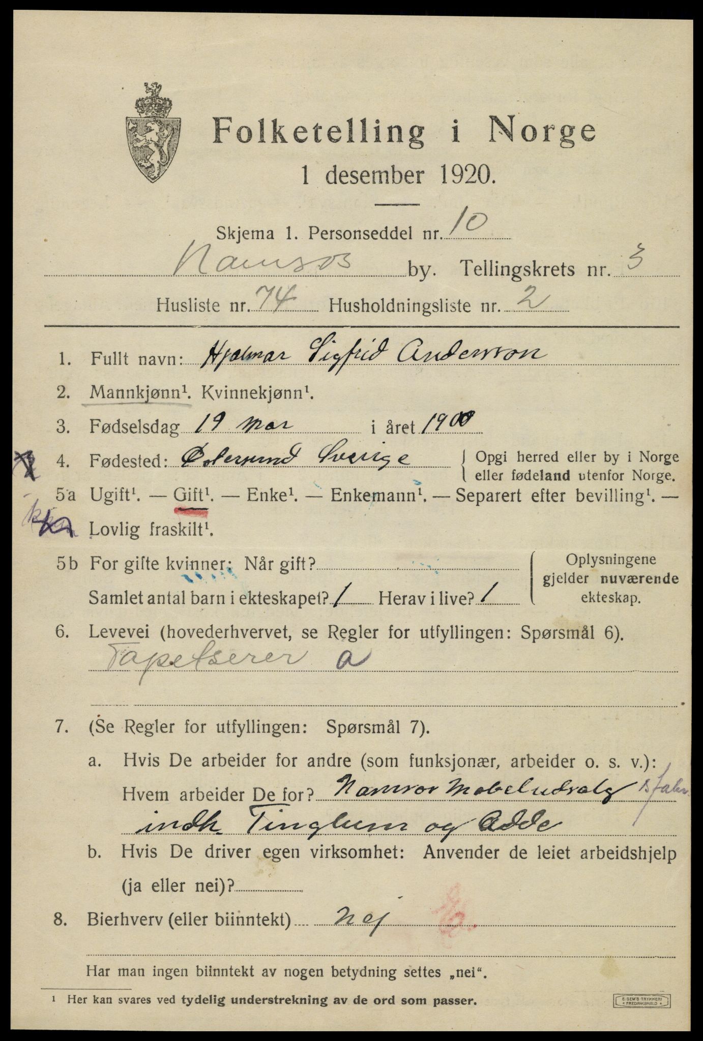 SAT, Folketelling 1920 for 1703 Namsos ladested, 1920, s. 4815