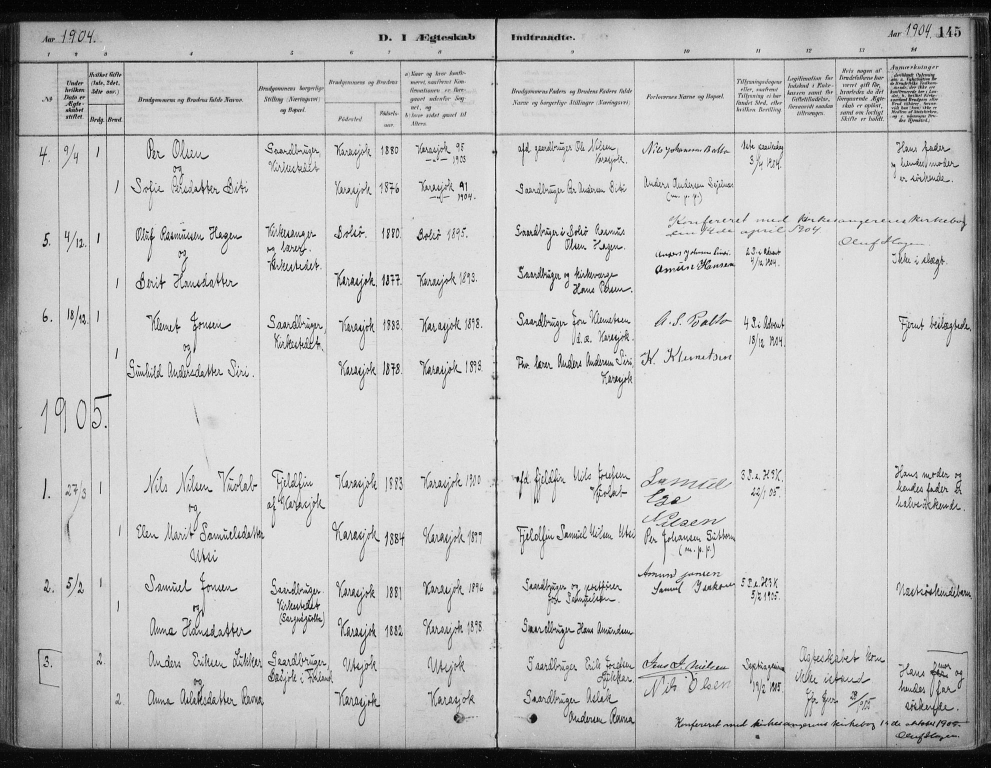 Karasjok sokneprestkontor, AV/SATØ-S-1352/H/Ha/L0002kirke: Ministerialbok nr. 2, 1885-1906, s. 145