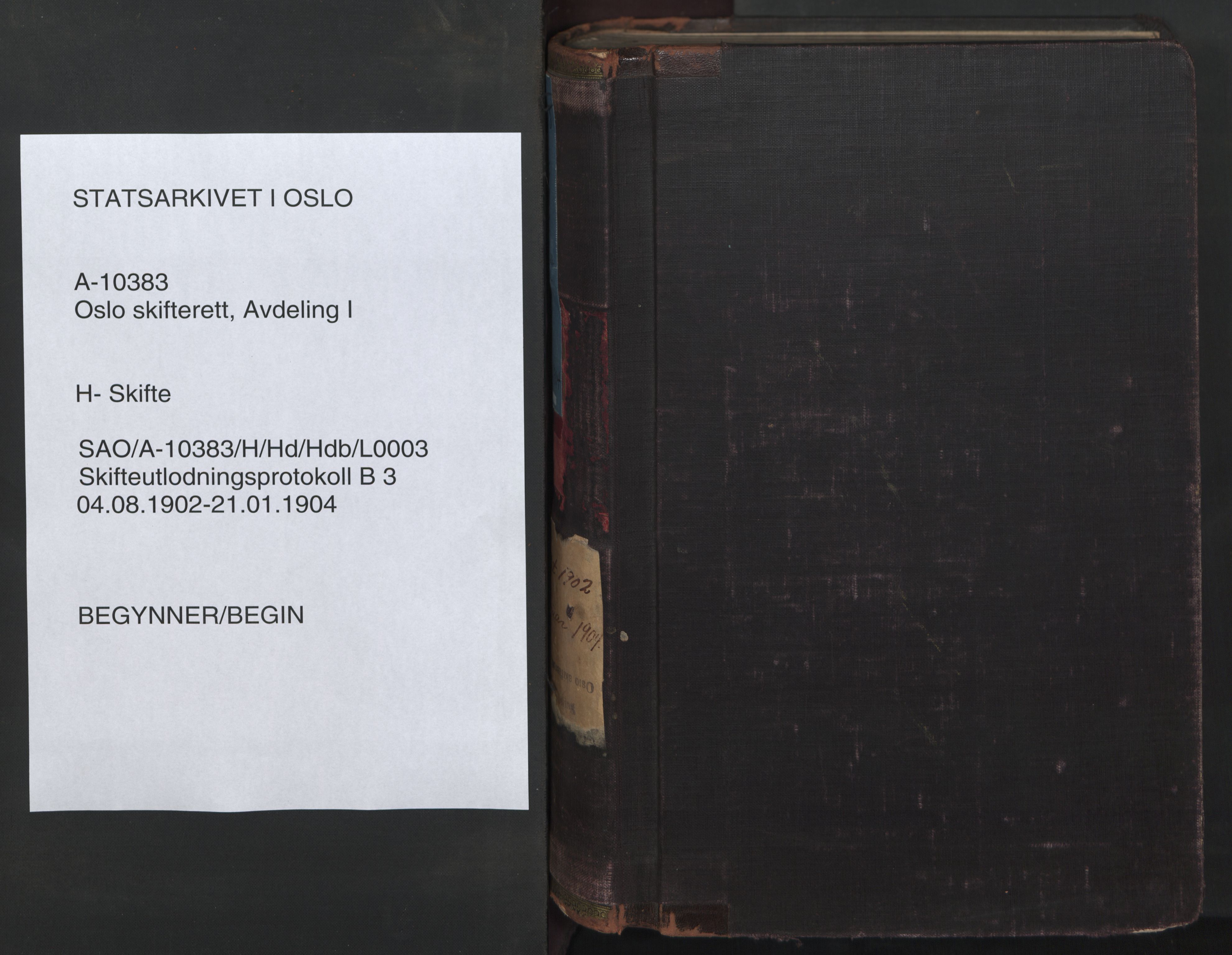 Oslo skifterett, SAO/A-10383/H/Hd/Hdb/L0003: Skifteutlodningsprotokoll, 1902-1904