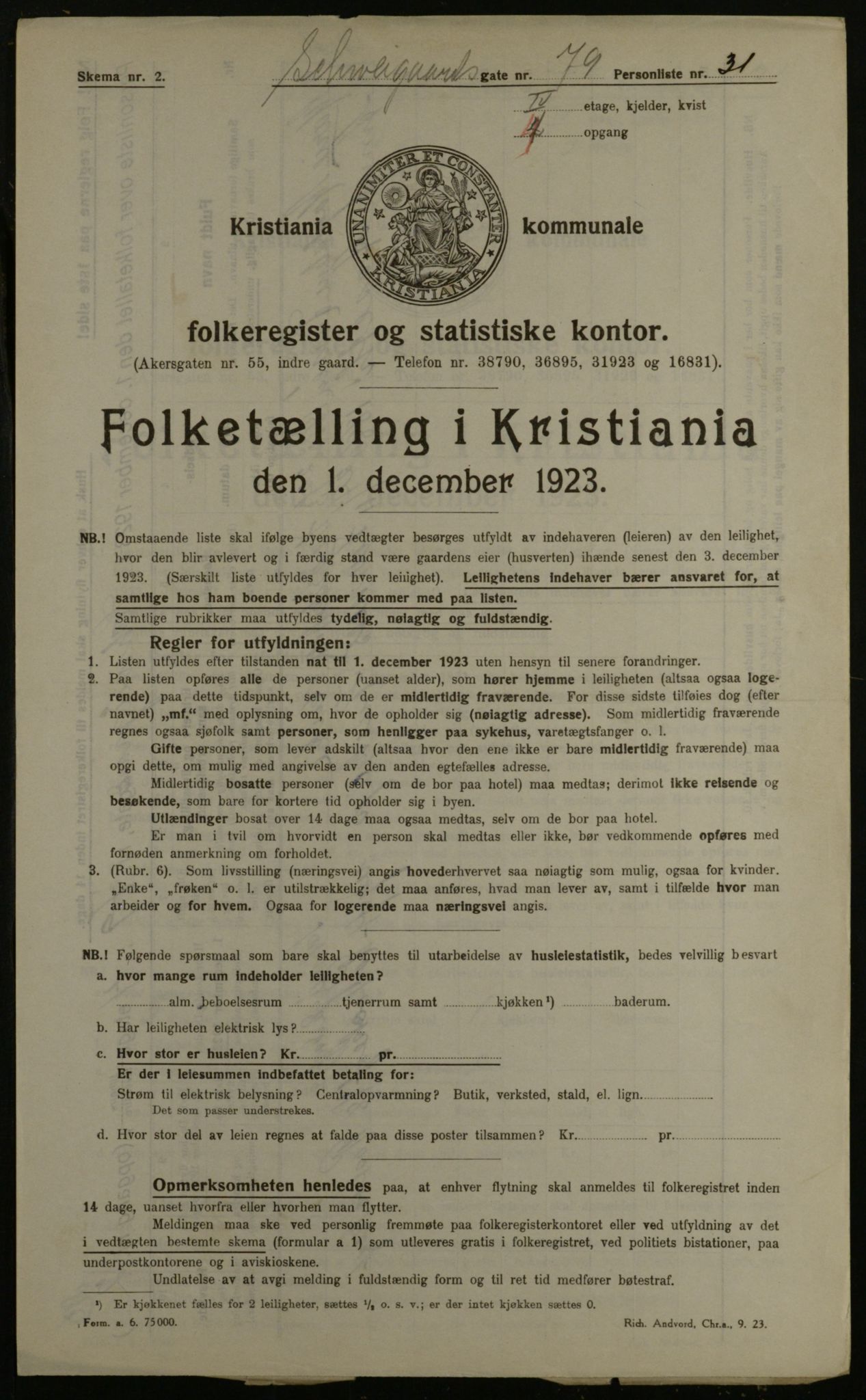 OBA, Kommunal folketelling 1.12.1923 for Kristiania, 1923, s. 101879