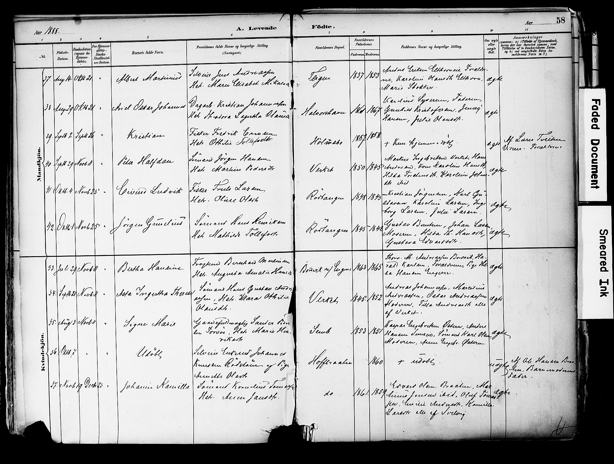 Hurum kirkebøker, AV/SAKO-A-229/F/Fa/L0014: Ministerialbok nr. 14, 1882-1895, s. 58
