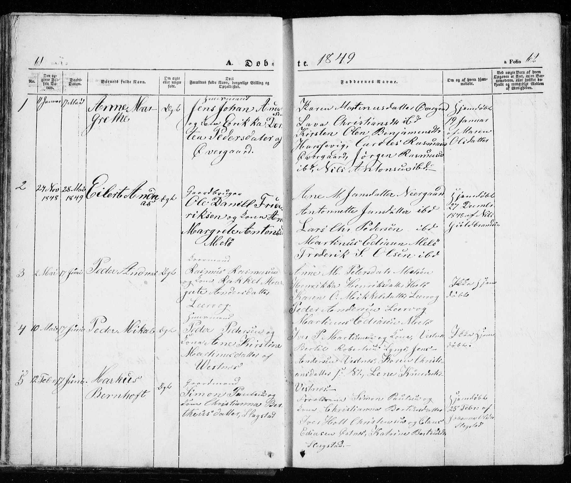 Trondenes sokneprestkontor, AV/SATØ-S-1319/H/Ha/L0010kirke: Ministerialbok nr. 10, 1840-1865, s. 61-62
