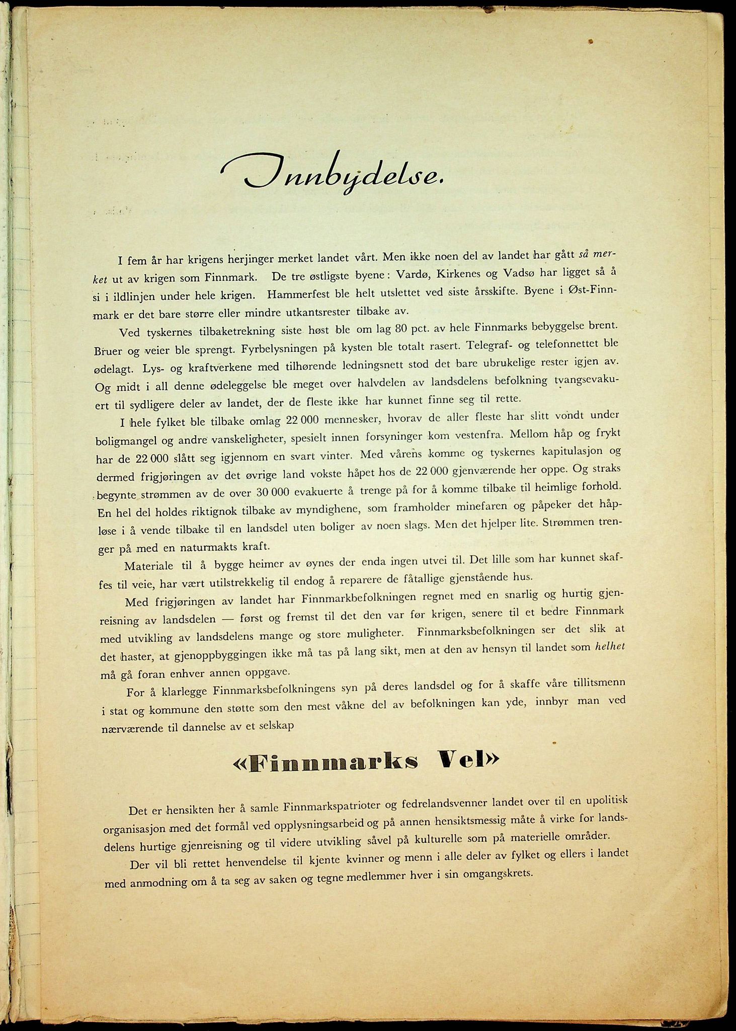 Selskapet Finnmarks Vel, FMFB/A-1015/A/L0001: Forhandlingsprotokoll, 1945-1950