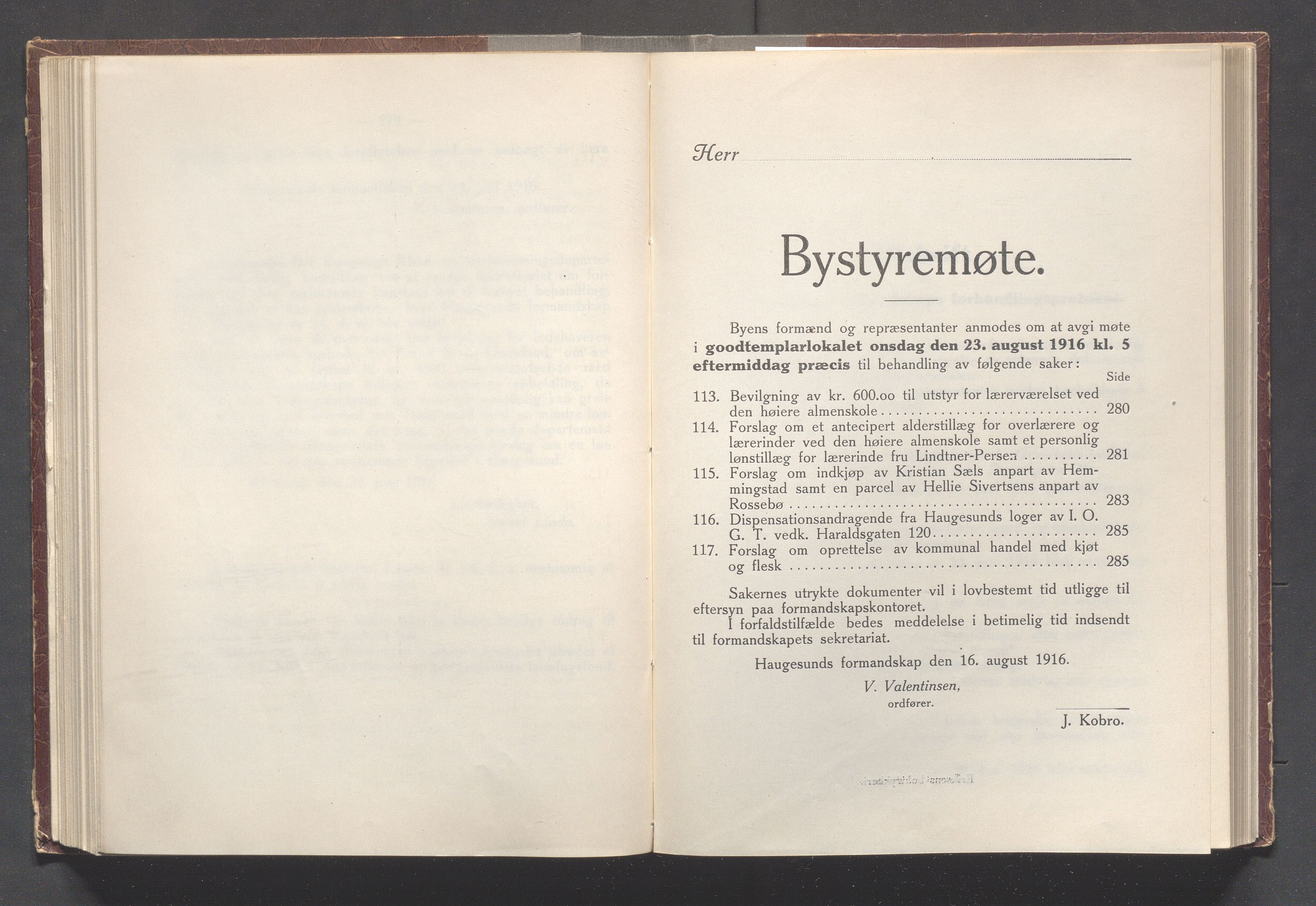 Haugesund kommune - Formannskapet og Bystyret, IKAR/A-740/A/Abb/L0002: Bystyreforhandlinger, 1908-1917, s. 811