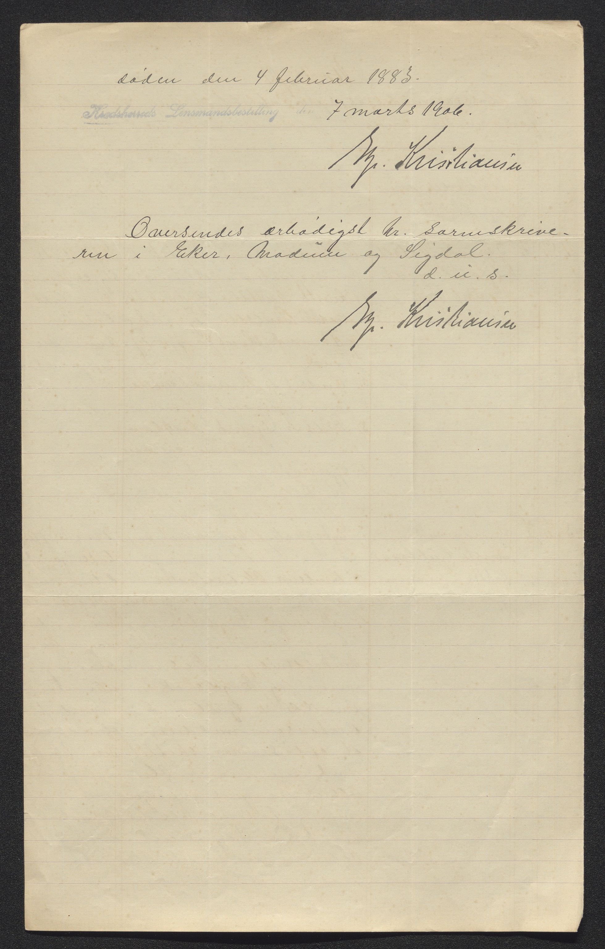 Eiker, Modum og Sigdal sorenskriveri, AV/SAKO-A-123/H/Ha/Hab/L0031: Dødsfallsmeldinger, 1906, s. 196