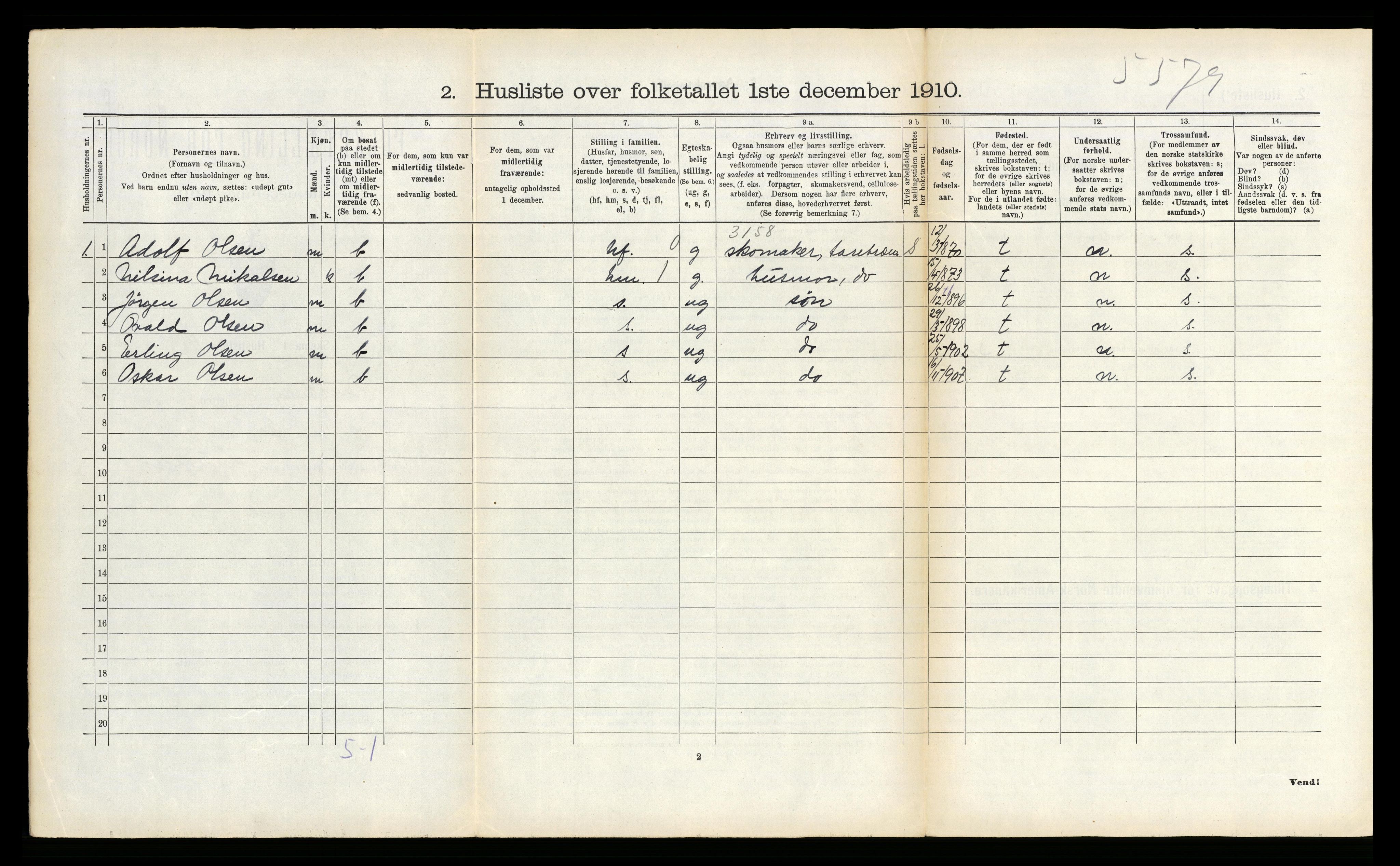 RA, Folketelling 1910 for 1872 Dverberg herred, 1910, s. 1447