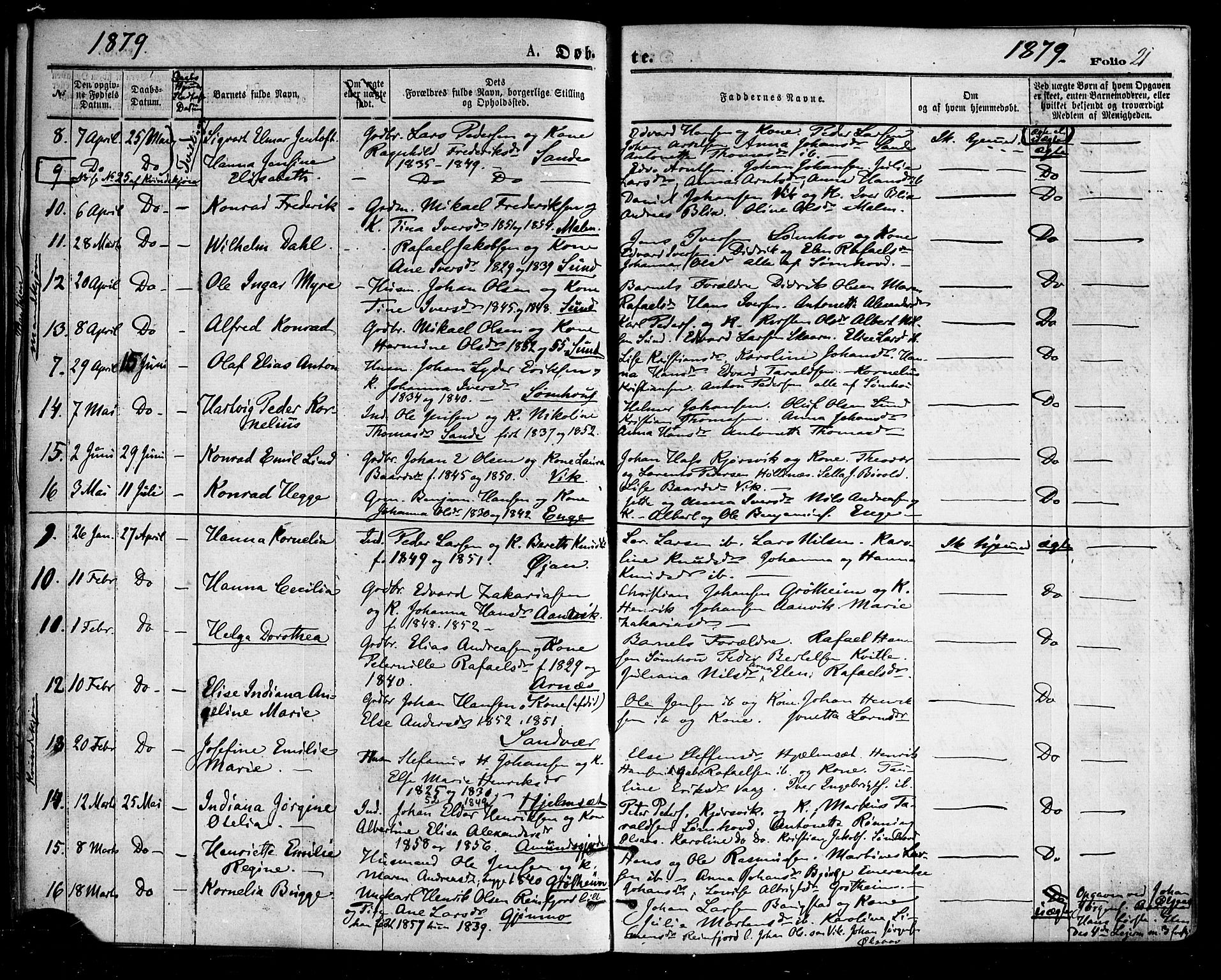 Ministerialprotokoller, klokkerbøker og fødselsregistre - Nordland, AV/SAT-A-1459/812/L0177: Ministerialbok nr. 812A06, 1875-1885, s. 21