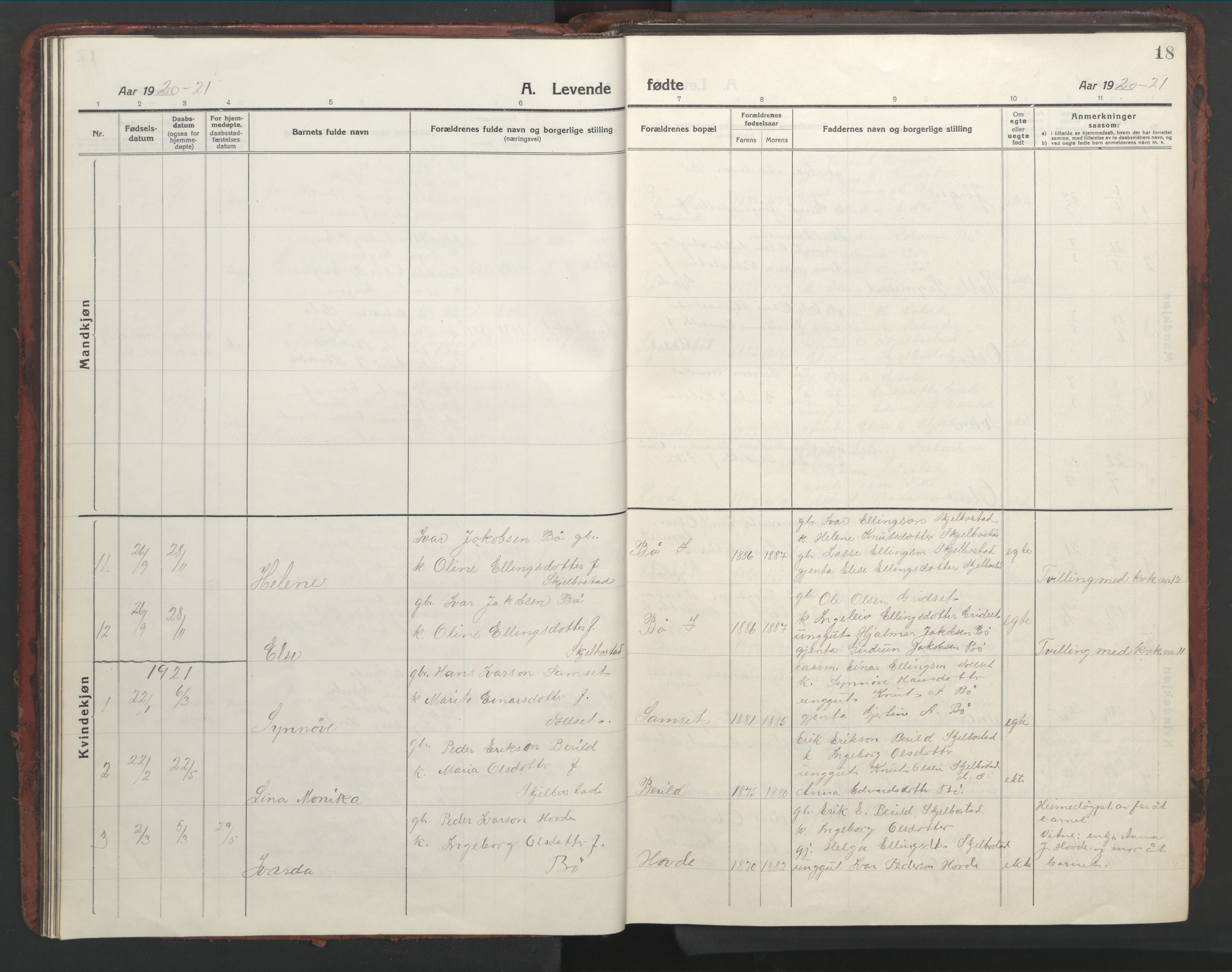 Ministerialprotokoller, klokkerbøker og fødselsregistre - Møre og Romsdal, SAT/A-1454/543/L0565: Klokkerbok nr. 543C03, 1916-1955, s. 18