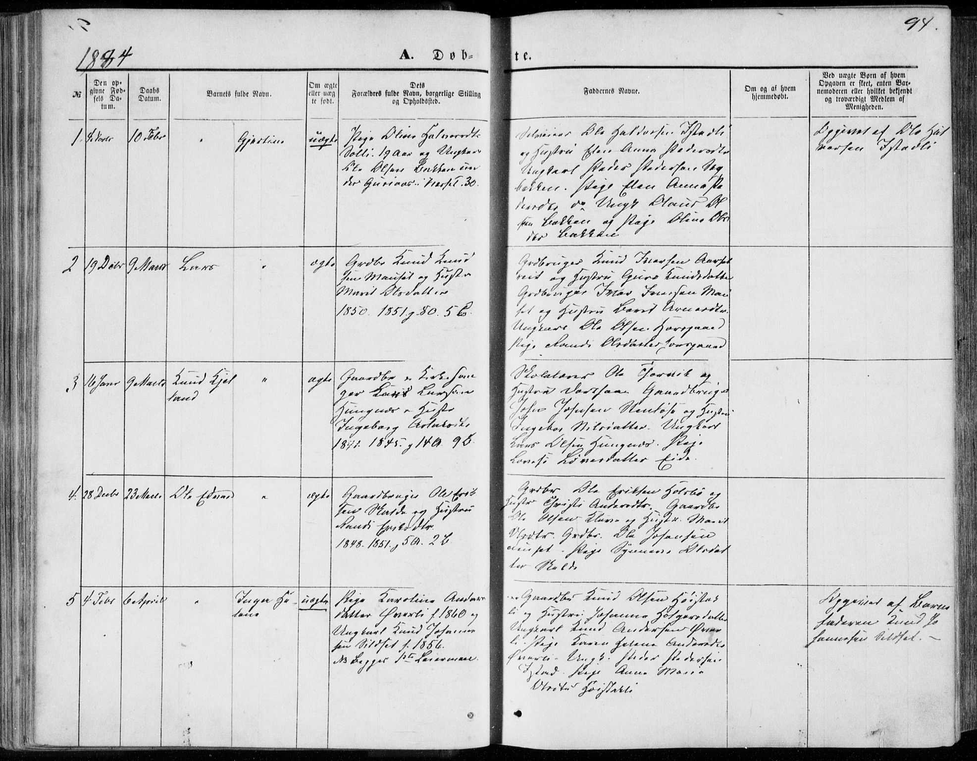 Ministerialprotokoller, klokkerbøker og fødselsregistre - Møre og Romsdal, AV/SAT-A-1454/557/L0681: Ministerialbok nr. 557A03, 1869-1886, s. 94