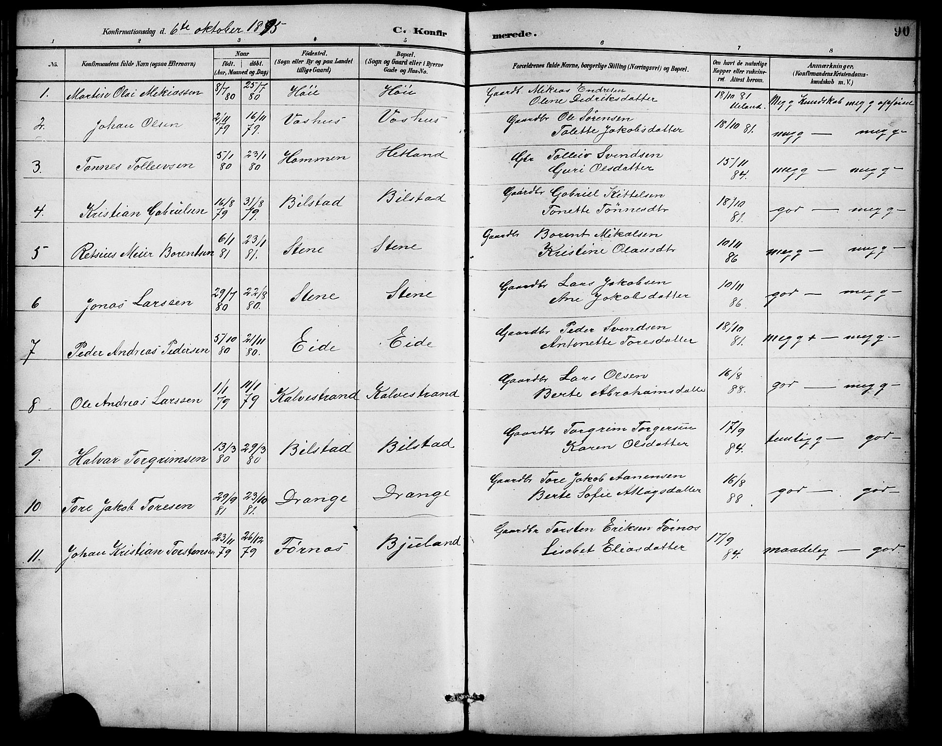 Lund sokneprestkontor, SAST/A-101809/S07/L0007: Klokkerbok nr. B 7, 1890-1925, s. 90