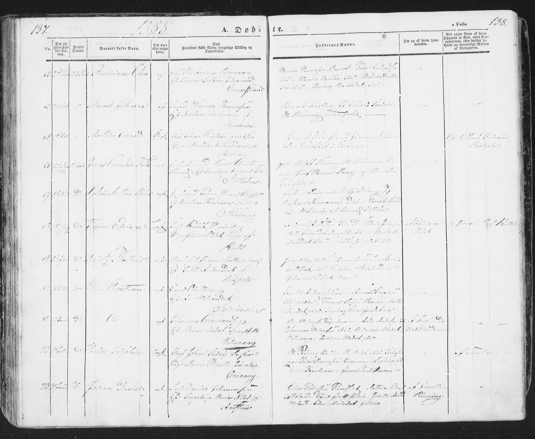 Ministerialprotokoller, klokkerbøker og fødselsregistre - Nordland, SAT/A-1459/874/L1072: Klokkerbok nr. 874C01, 1843-1859, s. 137-138
