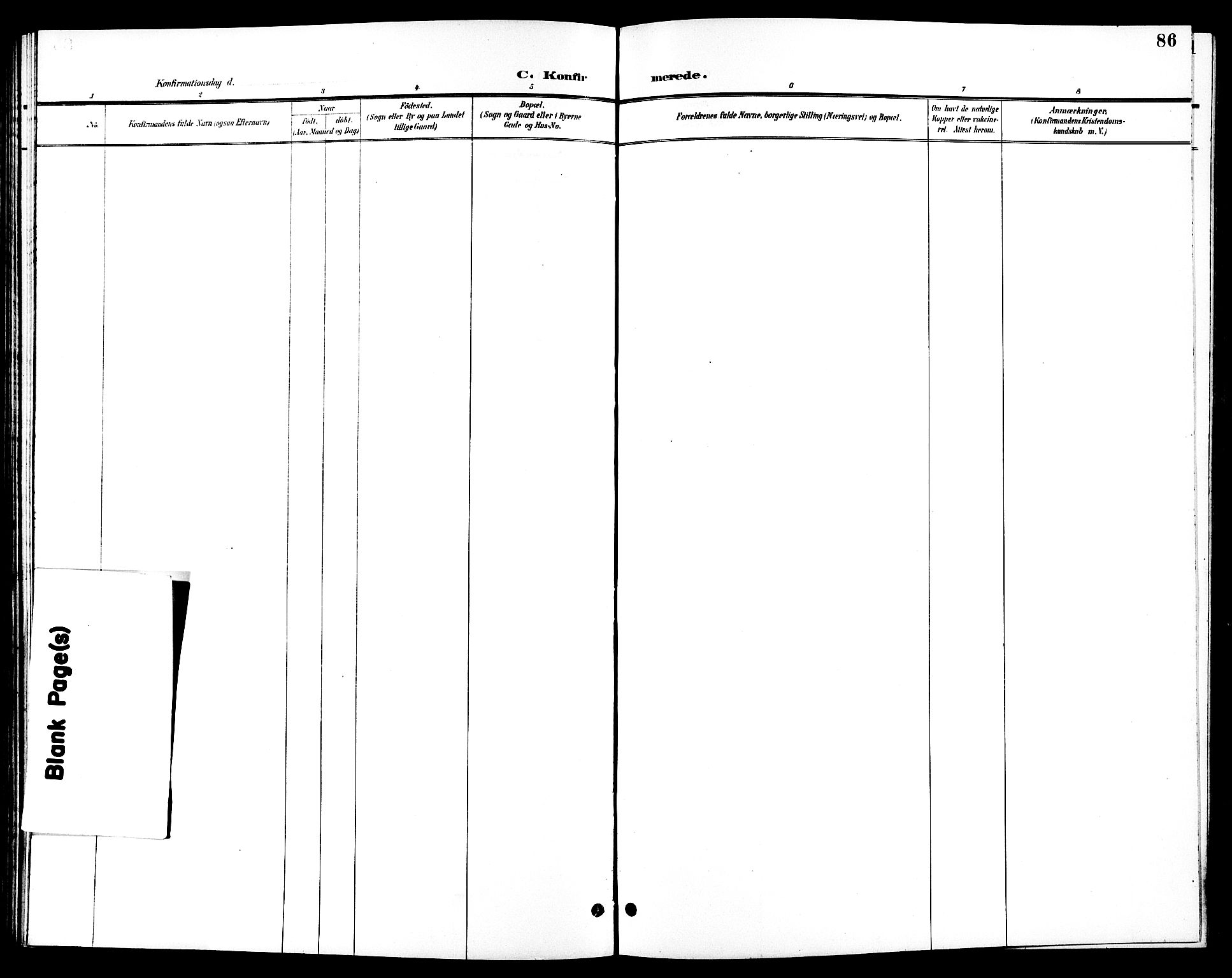 Ramnes kirkebøker, AV/SAKO-A-314/G/Ga/L0004: Klokkerbok nr. I 4, 1896-1911, s. 86