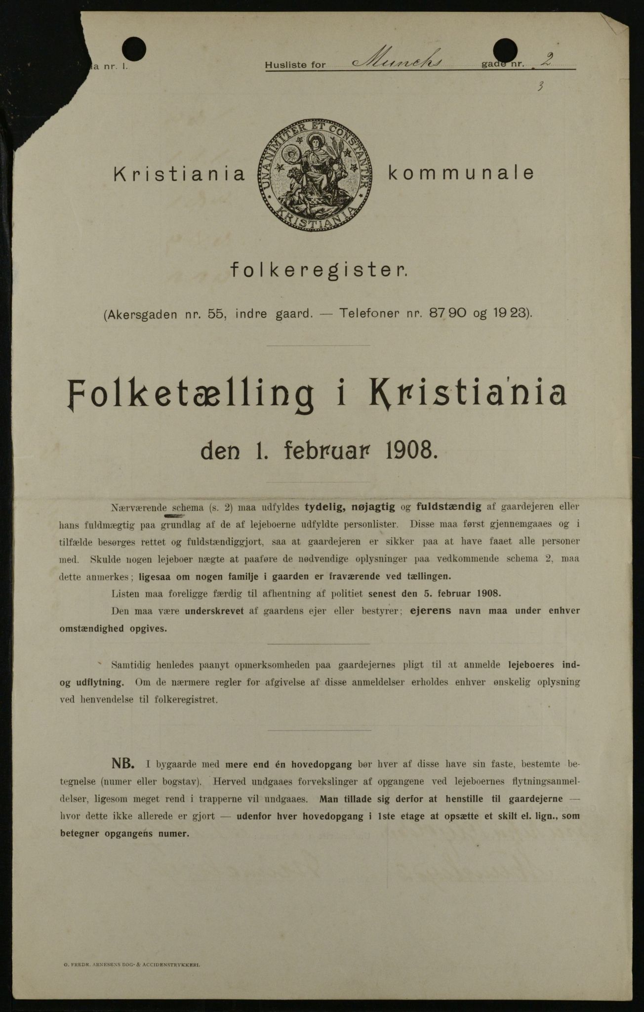 OBA, Kommunal folketelling 1.2.1908 for Kristiania kjøpstad, 1908, s. 59700