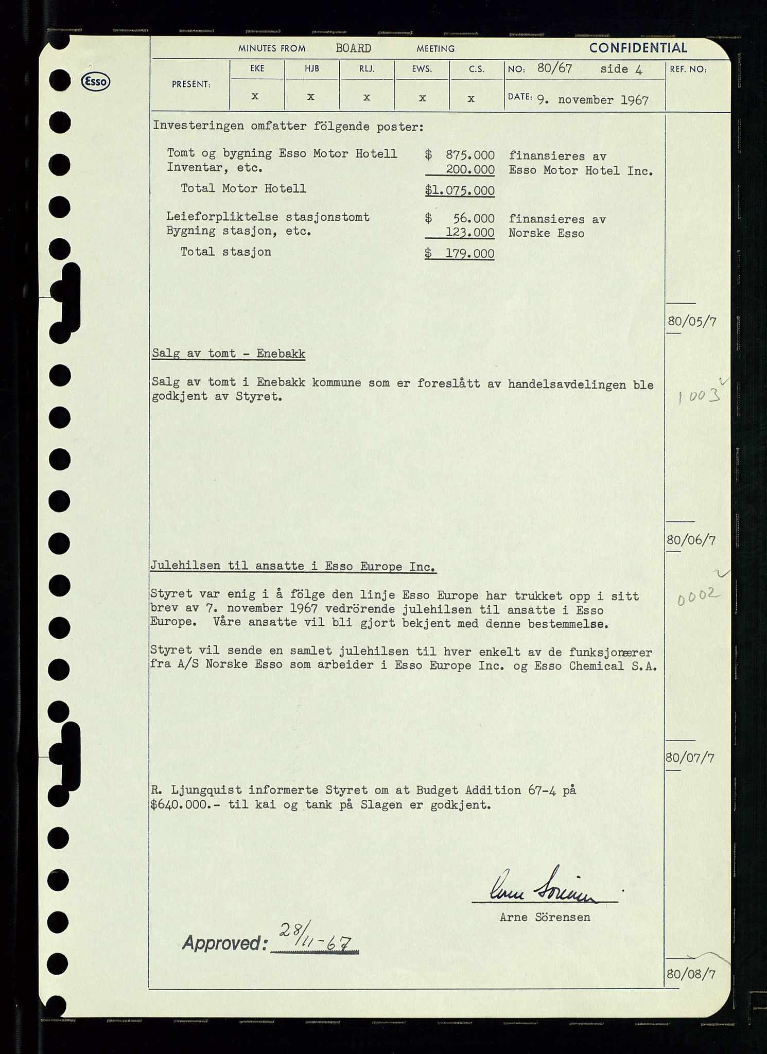 Pa 0982 - Esso Norge A/S, AV/SAST-A-100448/A/Aa/L0002/0003: Den administrerende direksjon Board minutes (styrereferater) / Den administrerende direksjon Board minutes (styrereferater), 1967, s. 163